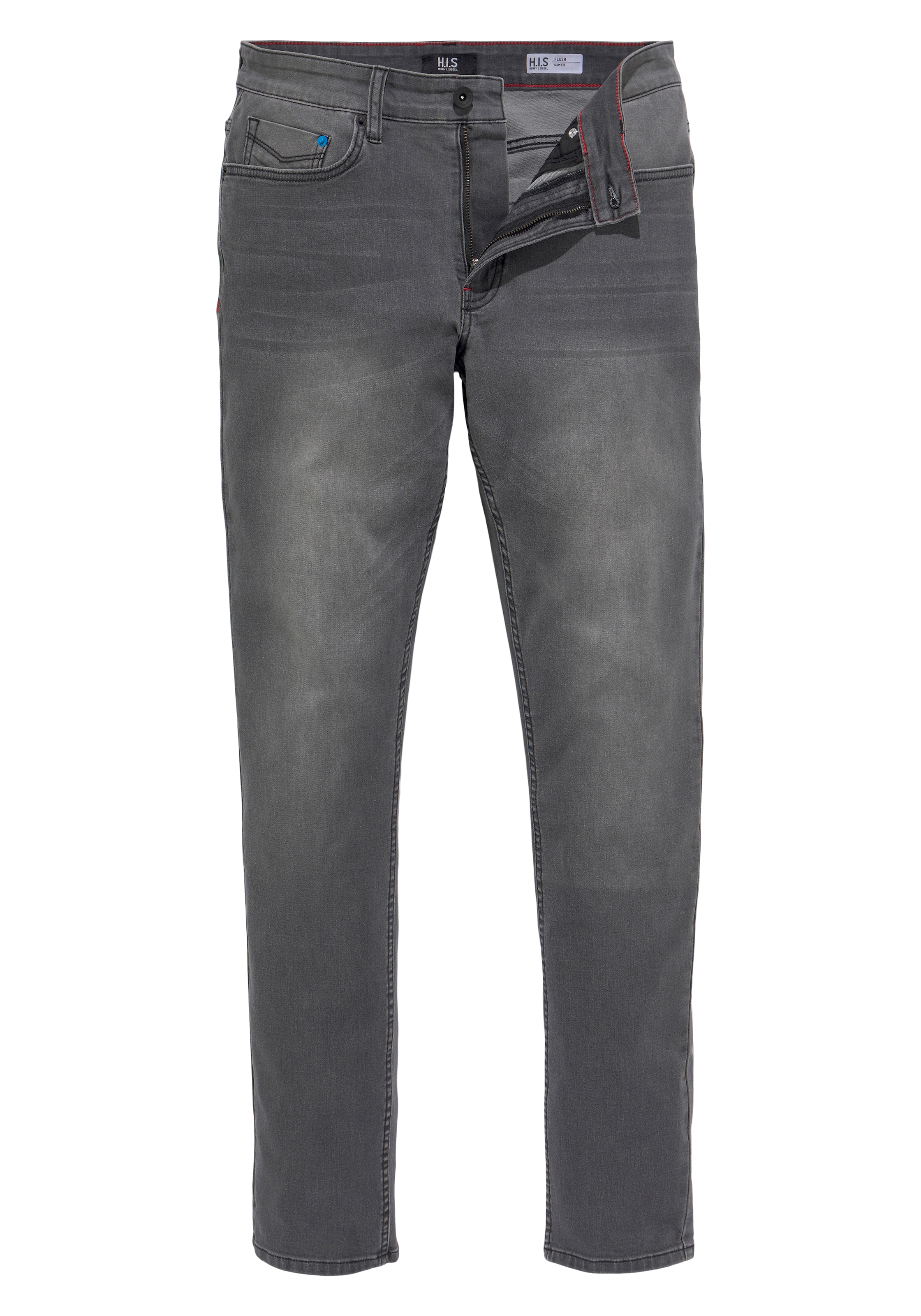 H.I.S Slim-fit-Jeans »FLUSH«, schmale Beinform, mit Used-Effekten, niedrige Leibhöhe