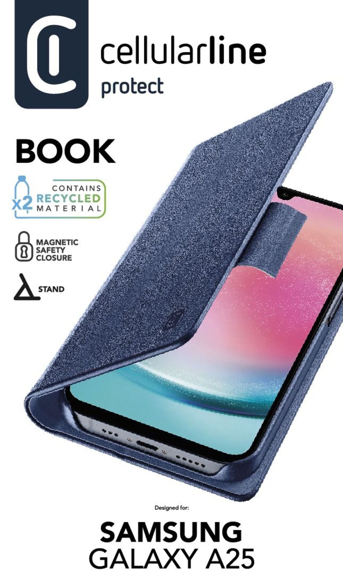 Cellularline Flip Case »Book Case für Samsung Galaxy A25 5G«, Bookcover, Schutzhülle, Smartphonehülle, stoßfest