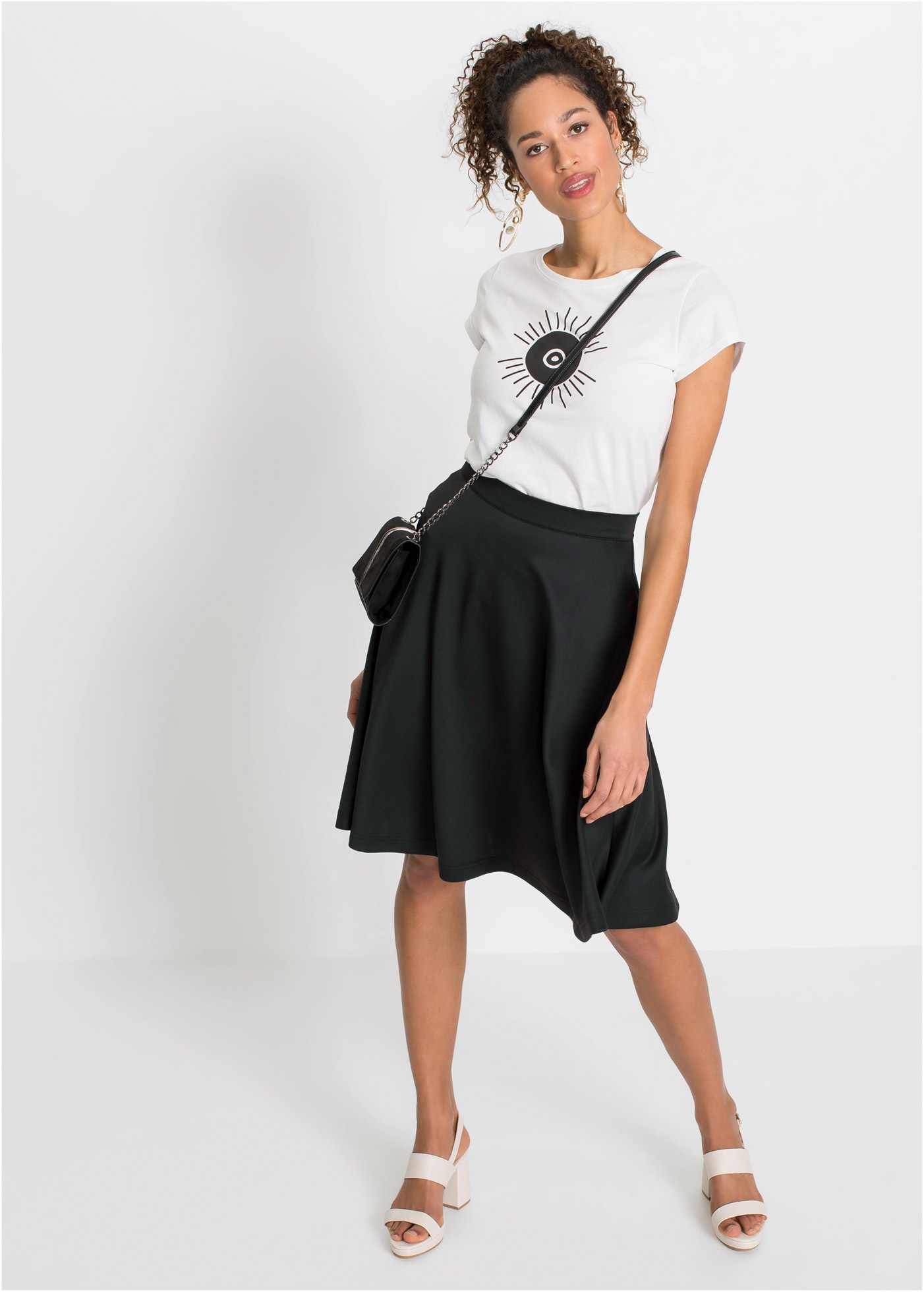 bonprix Sommerrock 1 aus Polyester und Elasthan, ausgestellte Passform, eleganter Stil