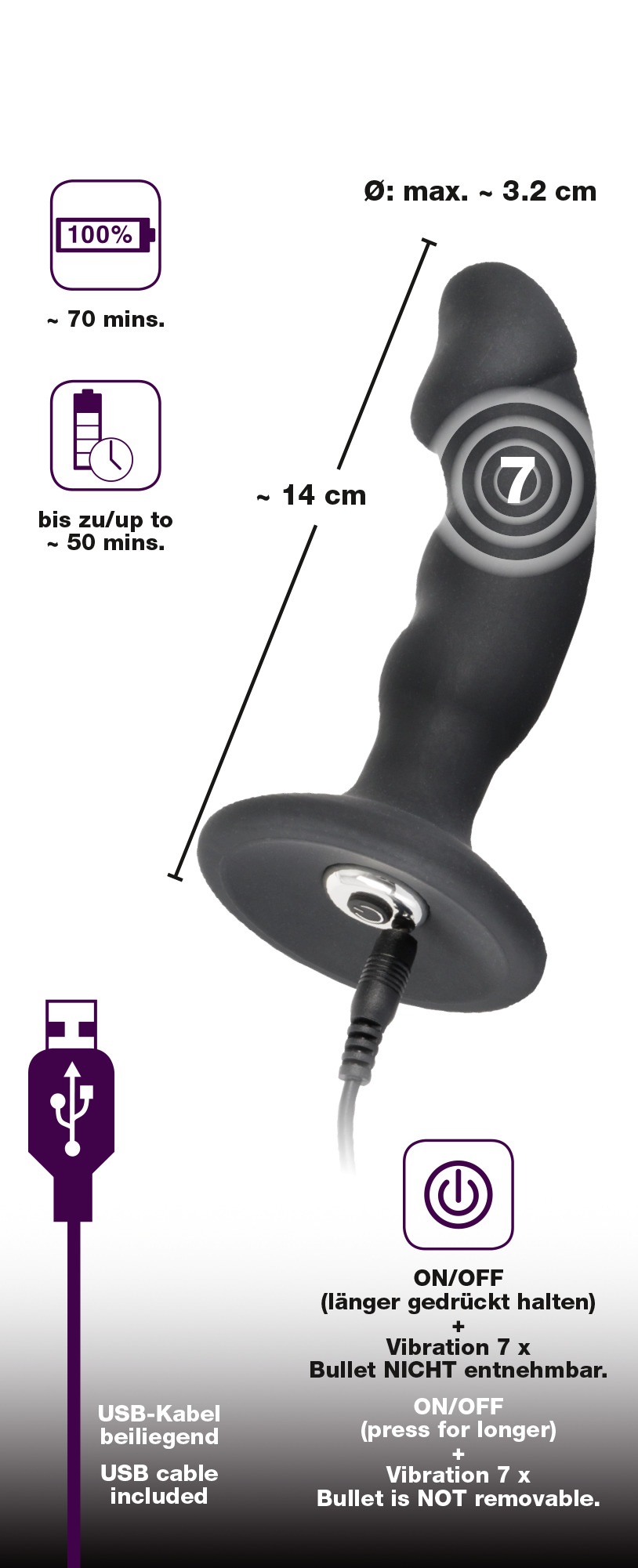 BLACK VELVETS Anal-Stimulator »vibrierender Analplug Black Velvets Rechargeable Plug« ()