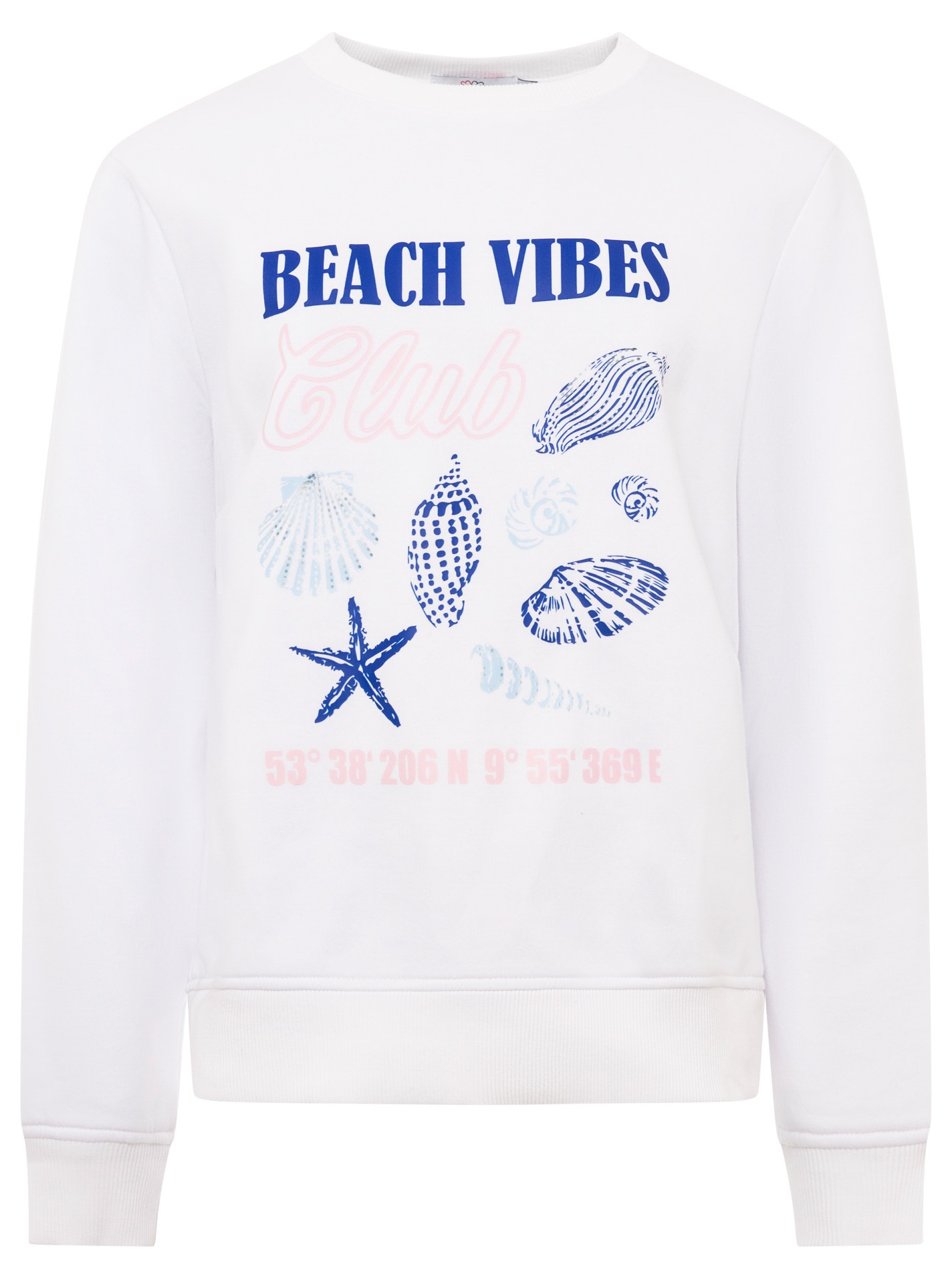 Zwillingsherz Hoodie ""Beach Vibes Club"", Rundhals, Muschel Print, Maritim günstig online kaufen