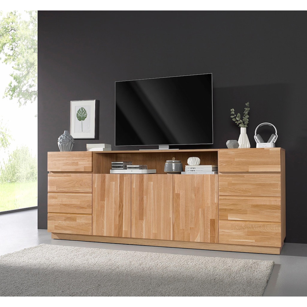 Home affaire Sideboard, Breite 220 cm, mit 5 Türen, teilmassiv, FSC®-zertifiziert