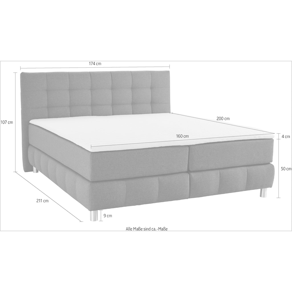 andas Boxspringbett »Salo«, incl. Topper, 6 Breiten, 2 Härtegrade, TFK auch in Härtegrad 4