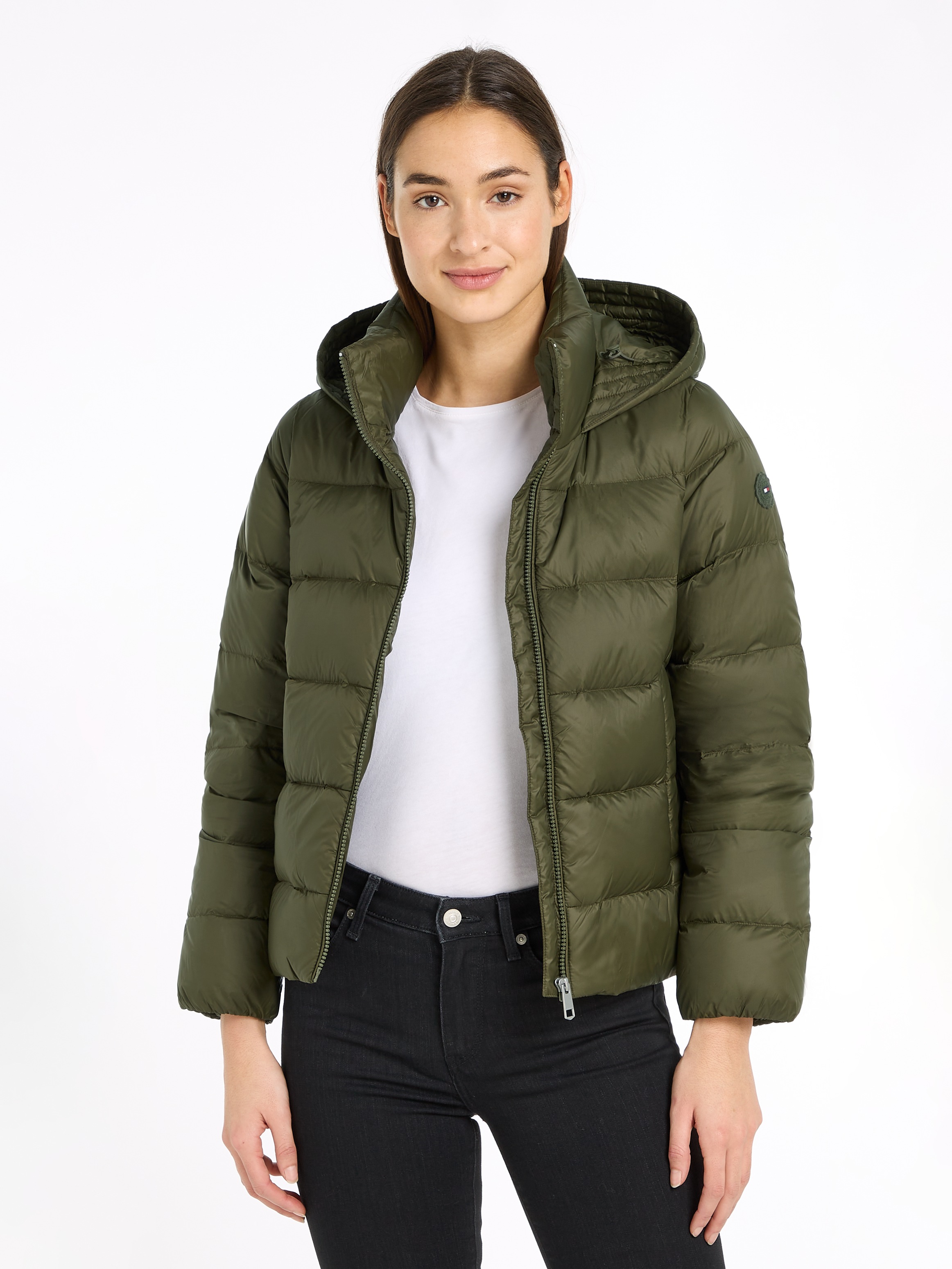 Tommy Hilfiger Steppjacke »LW DOWN CASUAL JACKET«, mit Kapuze, mit Logoprägung