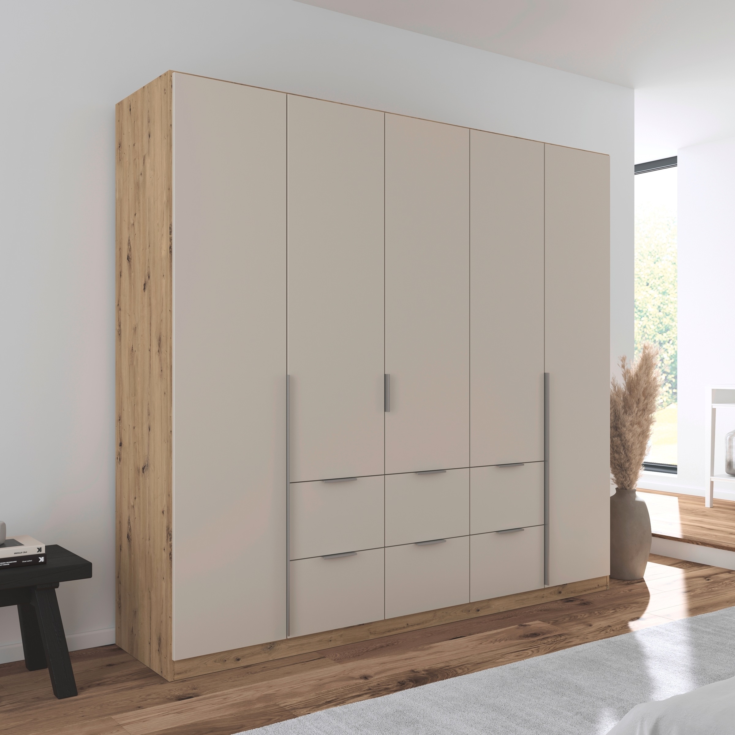 rauch Drehtürenschrank »Kleiderschrank Schrank Garderobe AGORDO mit Dekor- oder Hochglanzfront«, mit Außenschubkästen, in 6 Breiten und 2 Höhen MADE IN GERMANY