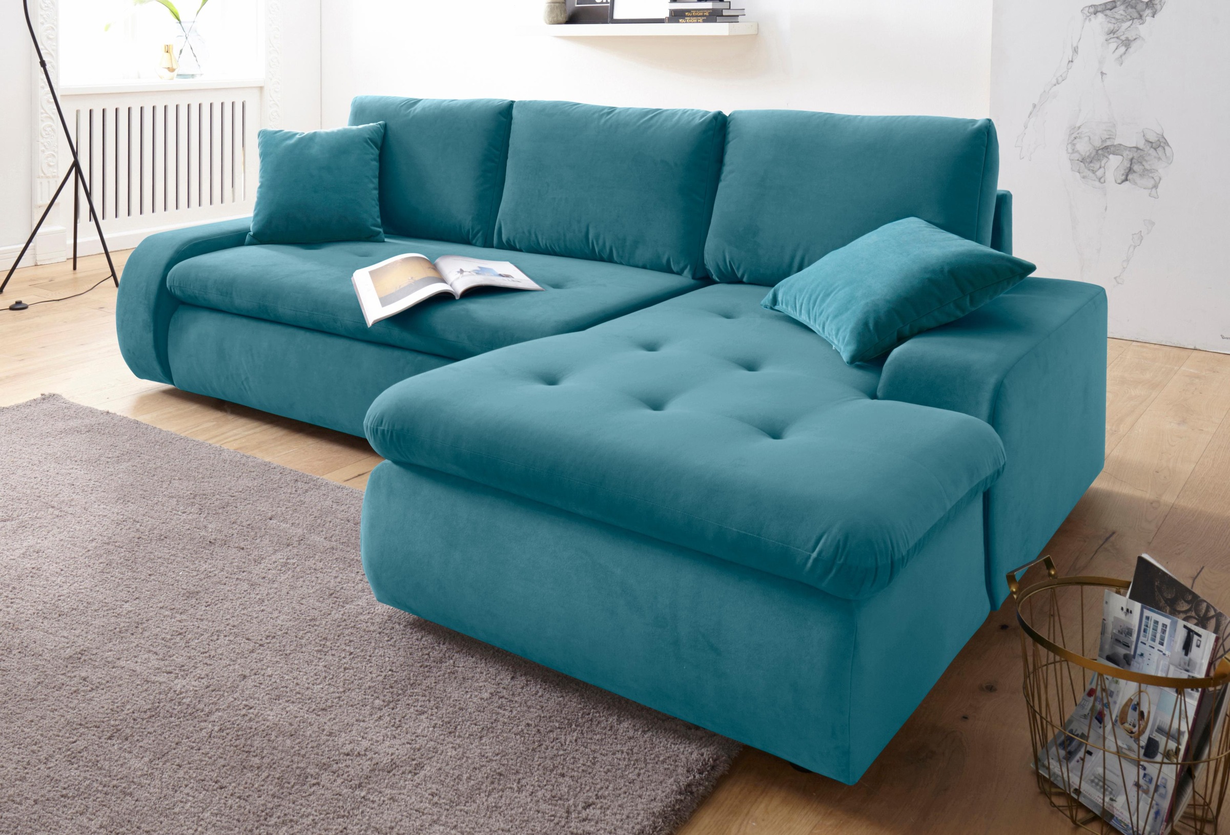 TRENDMANUFAKTUR Ecksofa »Indie II, tolle Detailverarbeitung, bequem und komfortabel im Sitz«, XL und XXL, wahlweise mit Bettfunktion, L-Form