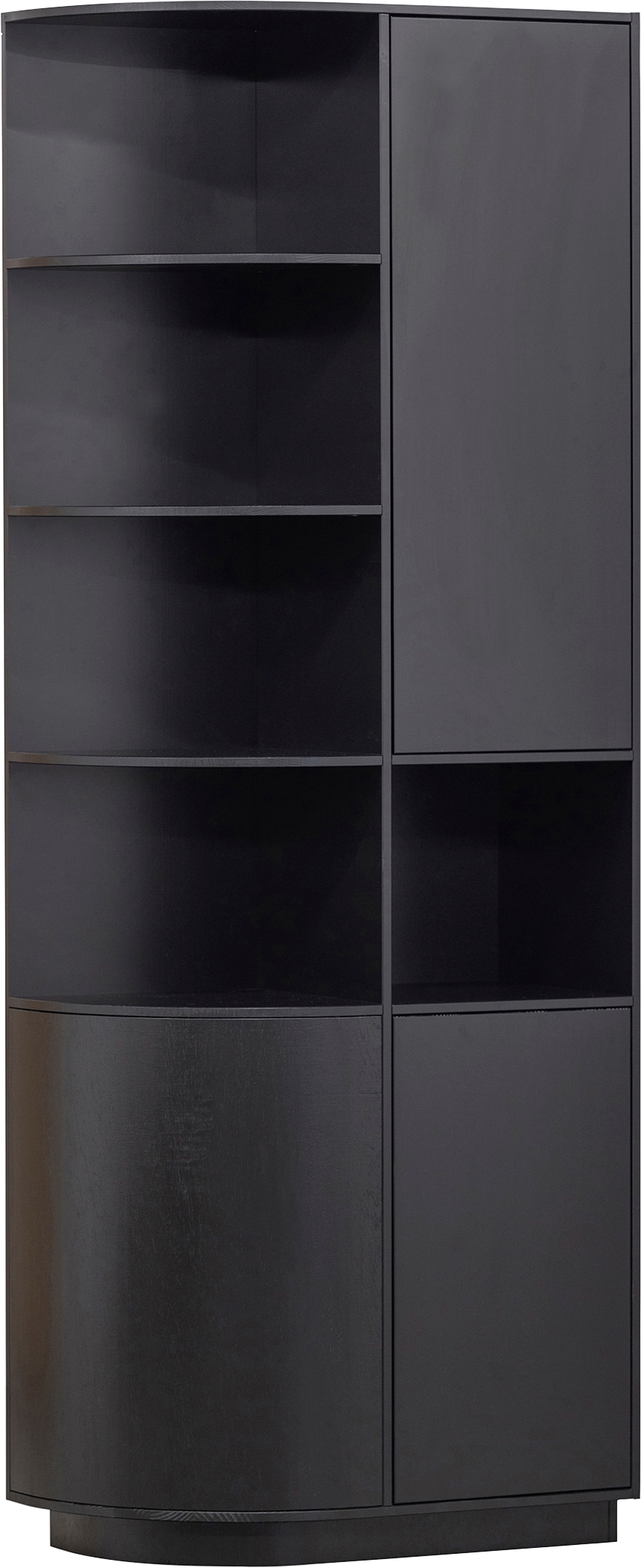 WOOOD Vitrine "Finca FSC-Kiefernholz mit Druckmechanismus, H 210 x B 78 x T 40 cm" Tragkraft 10 kg pro Boden, Wandbefestigung empfohlen, schwebende Optik