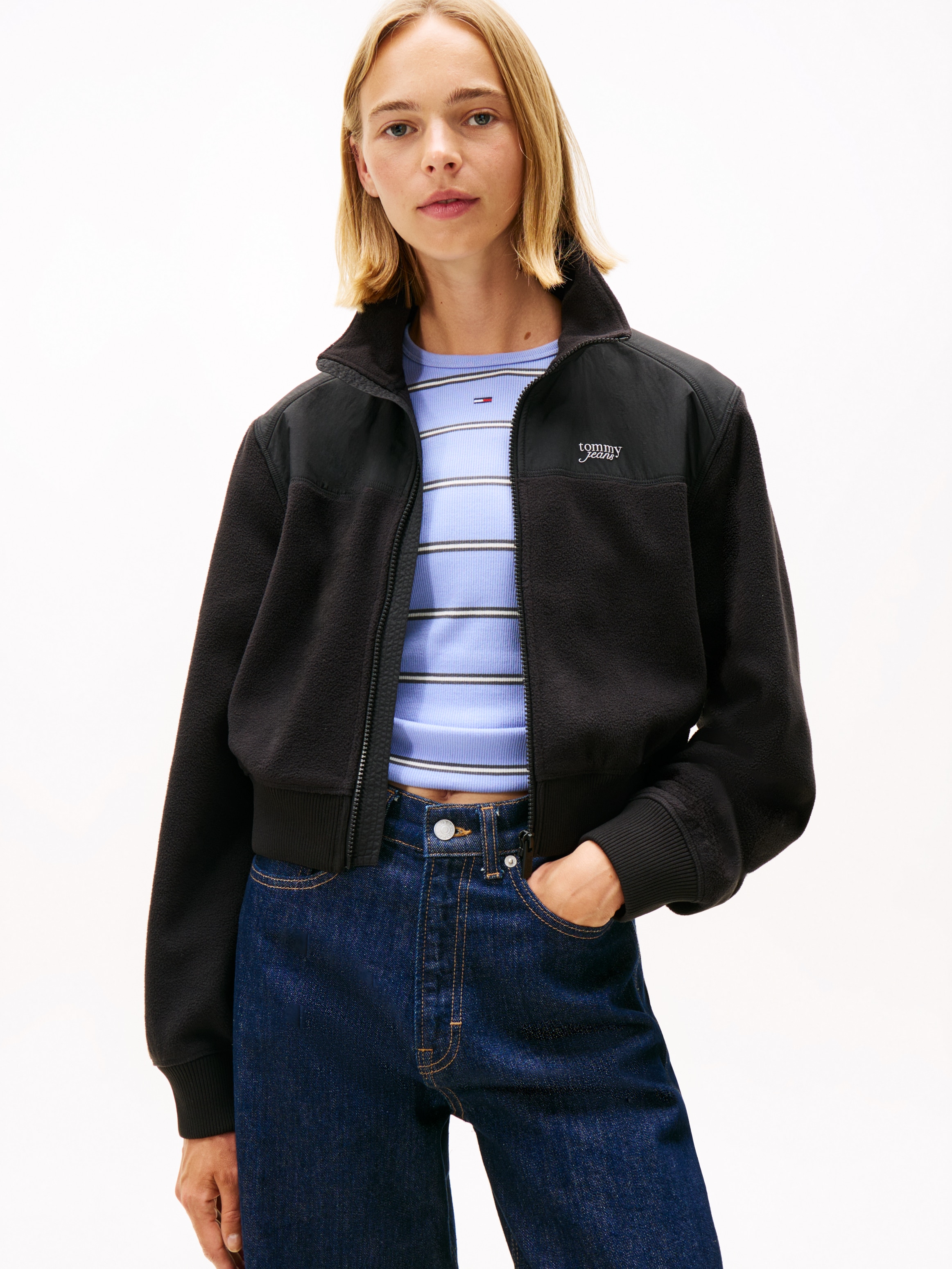 Tommy Jeans Sweatjacke »TJW FABRIC MIX FLEECE ZIP THRU«, aus weicher Fleece Qualität
