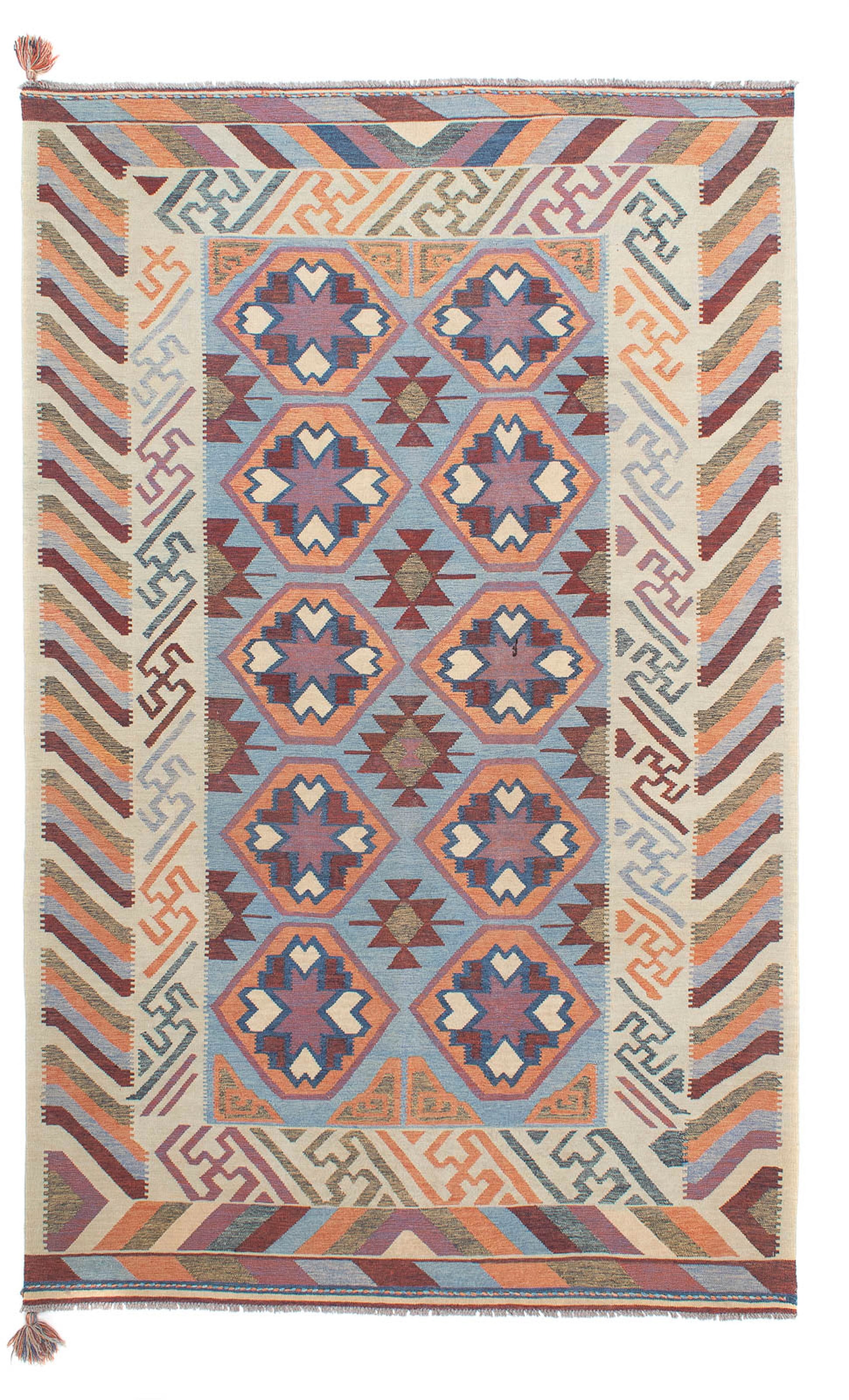 morgenland Wollteppich »Kelim - Trendy - 300 x 192 cm - mehrfarbig«, rechteckig, Wohnzimmer, Einzelstück