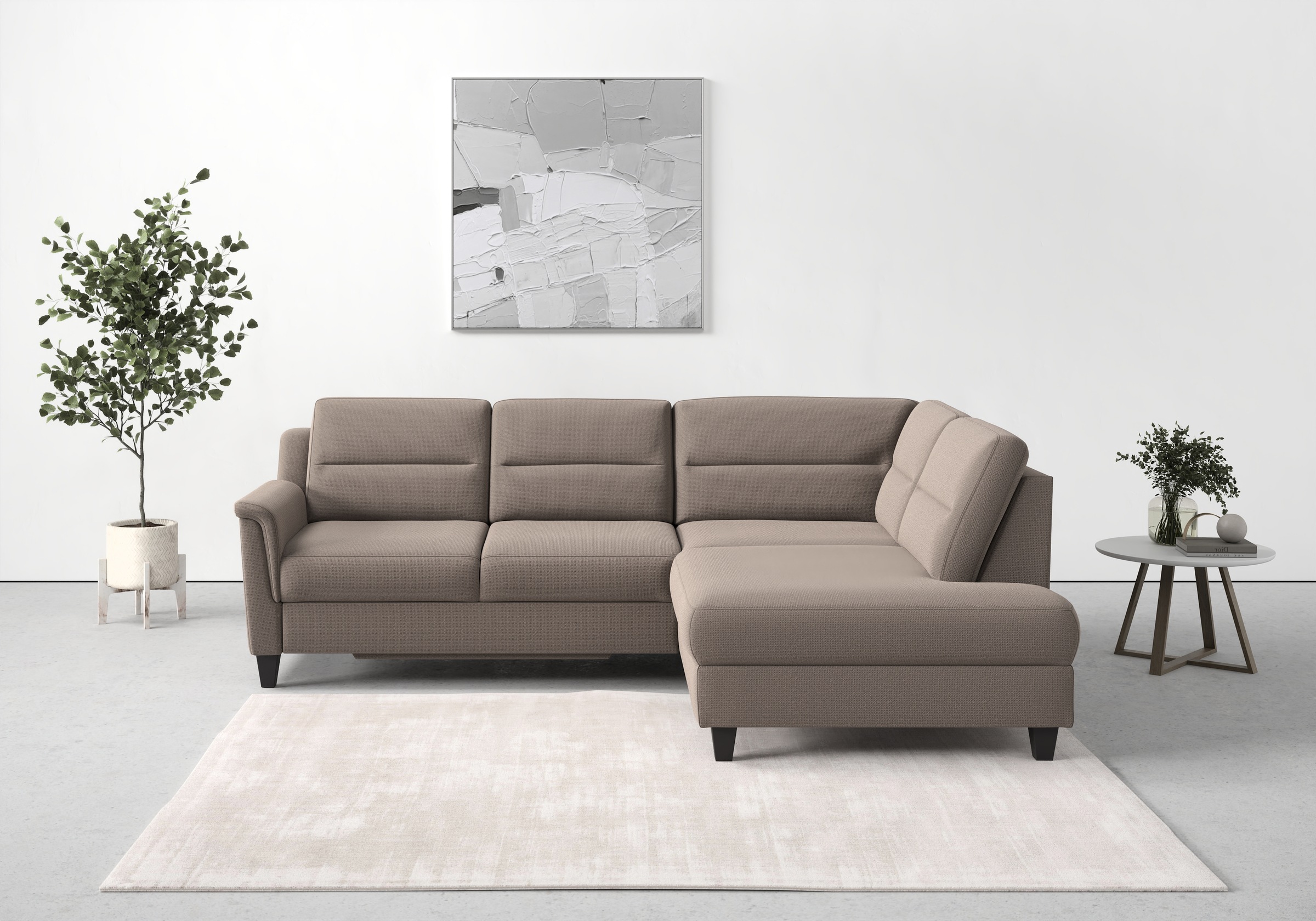 sit&more Ecksofa »Farö L-Form«, inklusive Federkern, wahlweise mit Bettfunktion und Bettkasten