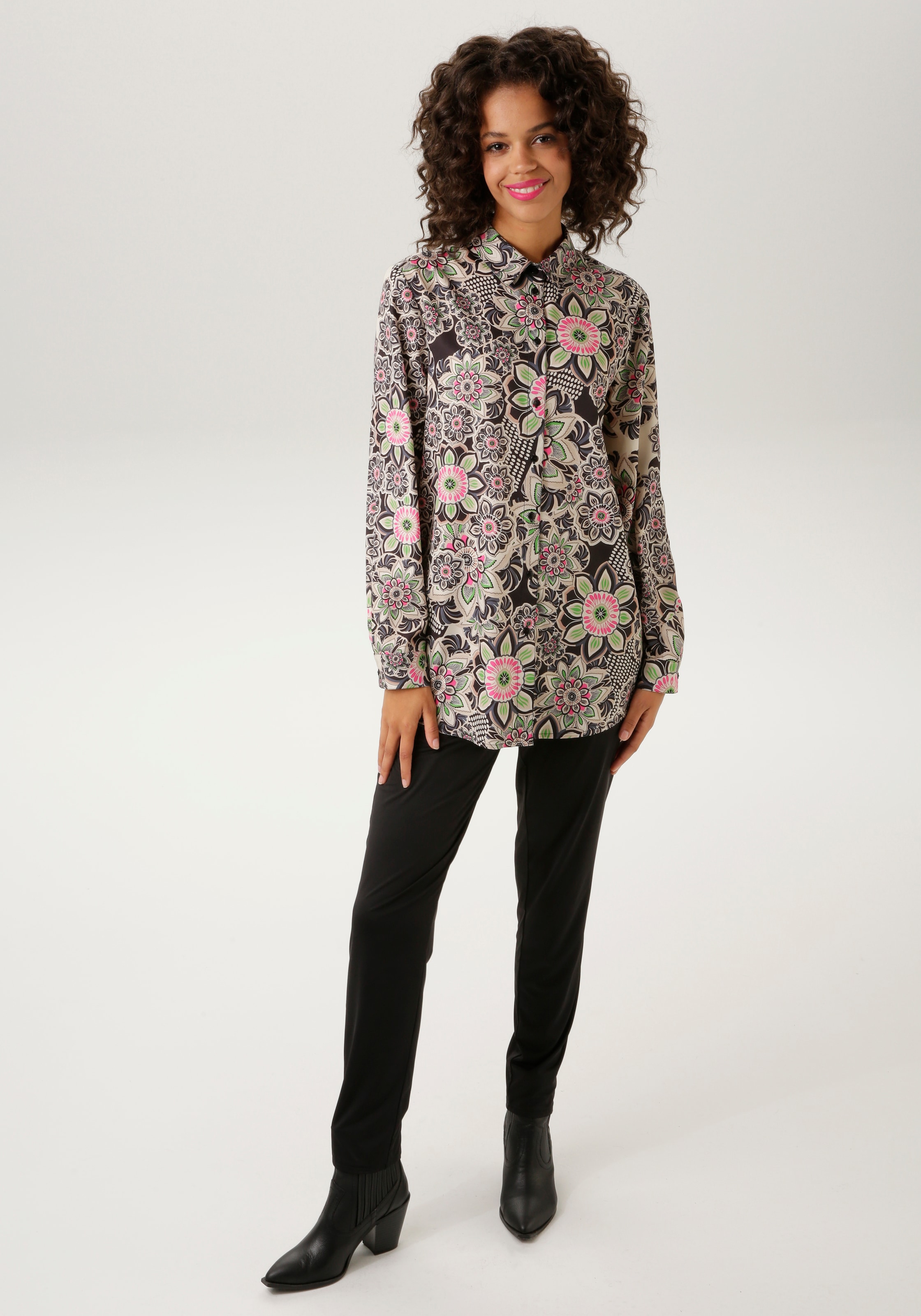 Aniston CASUAL Hemdbluse, mit sensationellem Mandala-Blumendruck