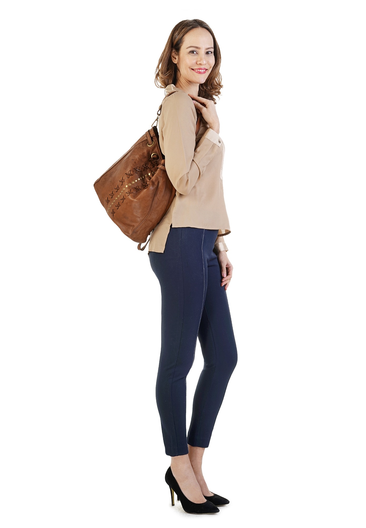 Samantha Look Cityrucksack, echt Leder, Made in Italy