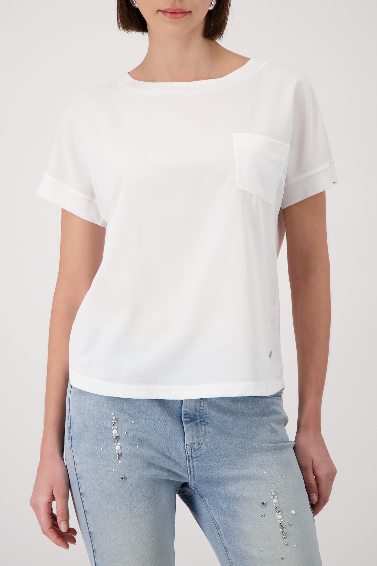 Monari Schlupfbluse "Schluse Basic Schluse" mit Ziertasche