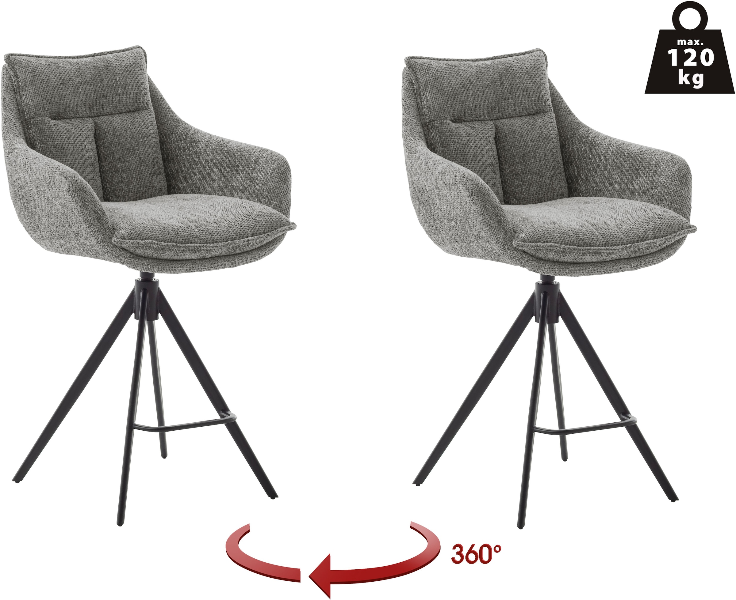 MCA furniture Bistrostuhl "Parker Tresenstuhl mit Armlehnen Tresenhocker" ( günstig online kaufen