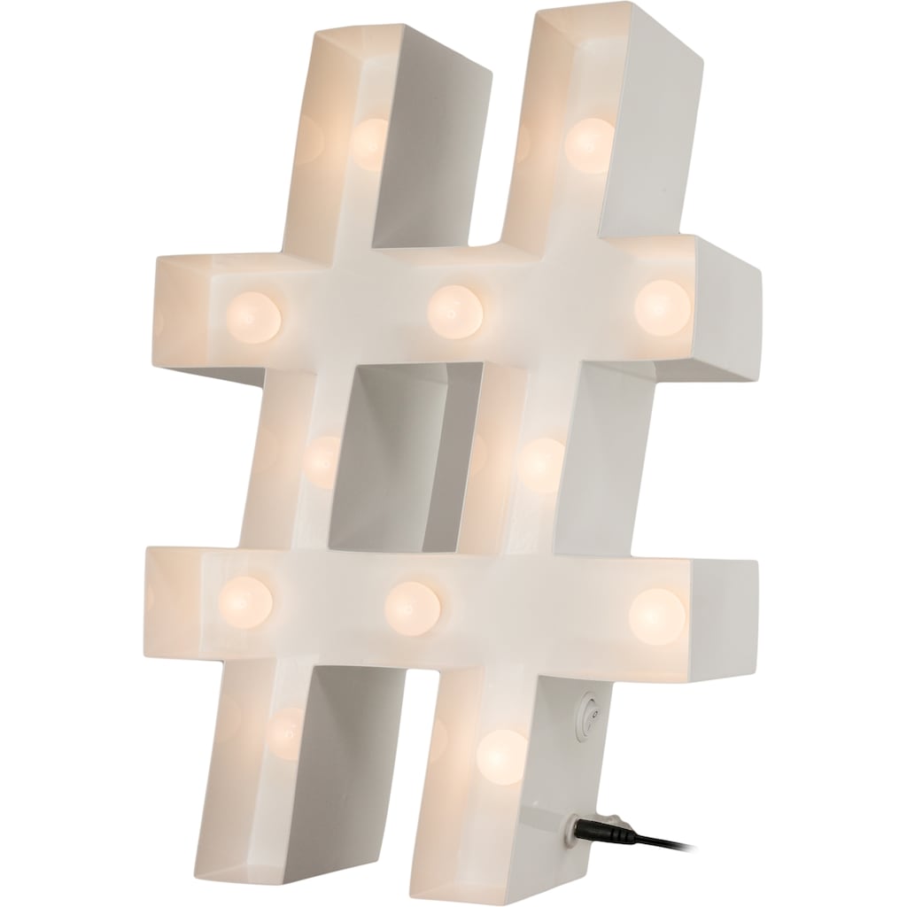 MARQUEE LIGHTS LED Dekolicht »Hashtag«, 12 flammig-flammig