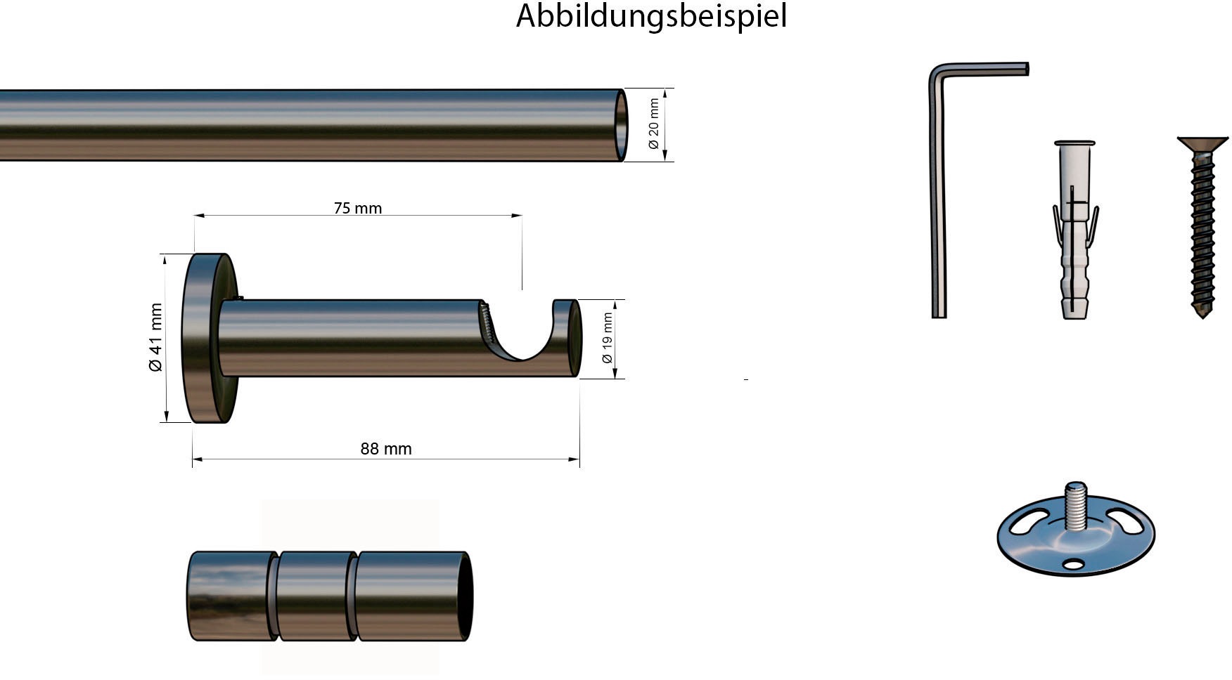 indeko Gardinenstange »Hamburg«, 1 läufig-läufig, Wunschmaßlänge, Komplett-Set inkl. Montagematerial