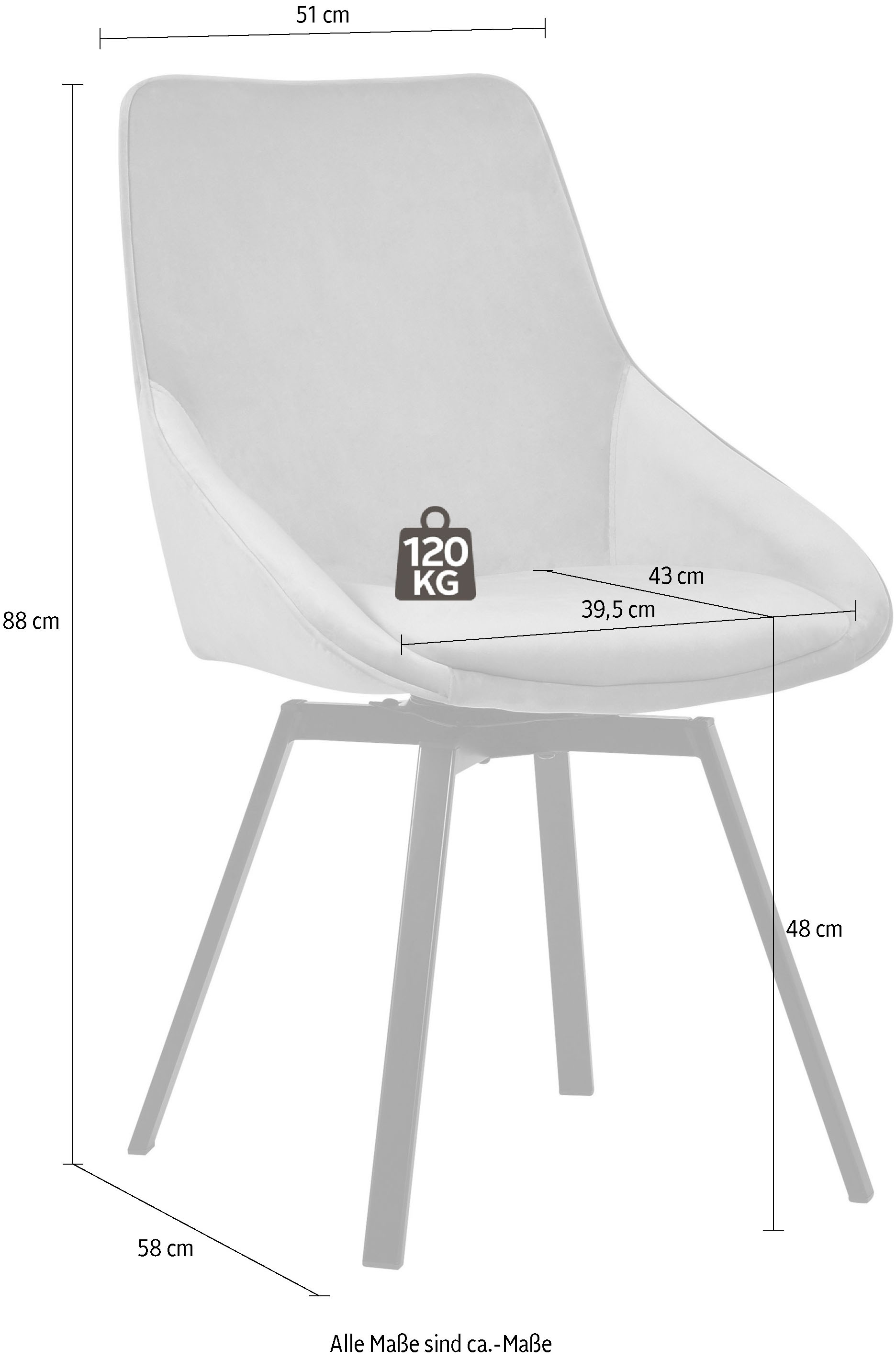 INOSIGN Esszimmerstuhl »Merisa«, Drehstuhl Luxus-Microfaser, (Set), Rückenlehne, mit kaufen gepolstertem | und 2er-Set Sitz BAUR