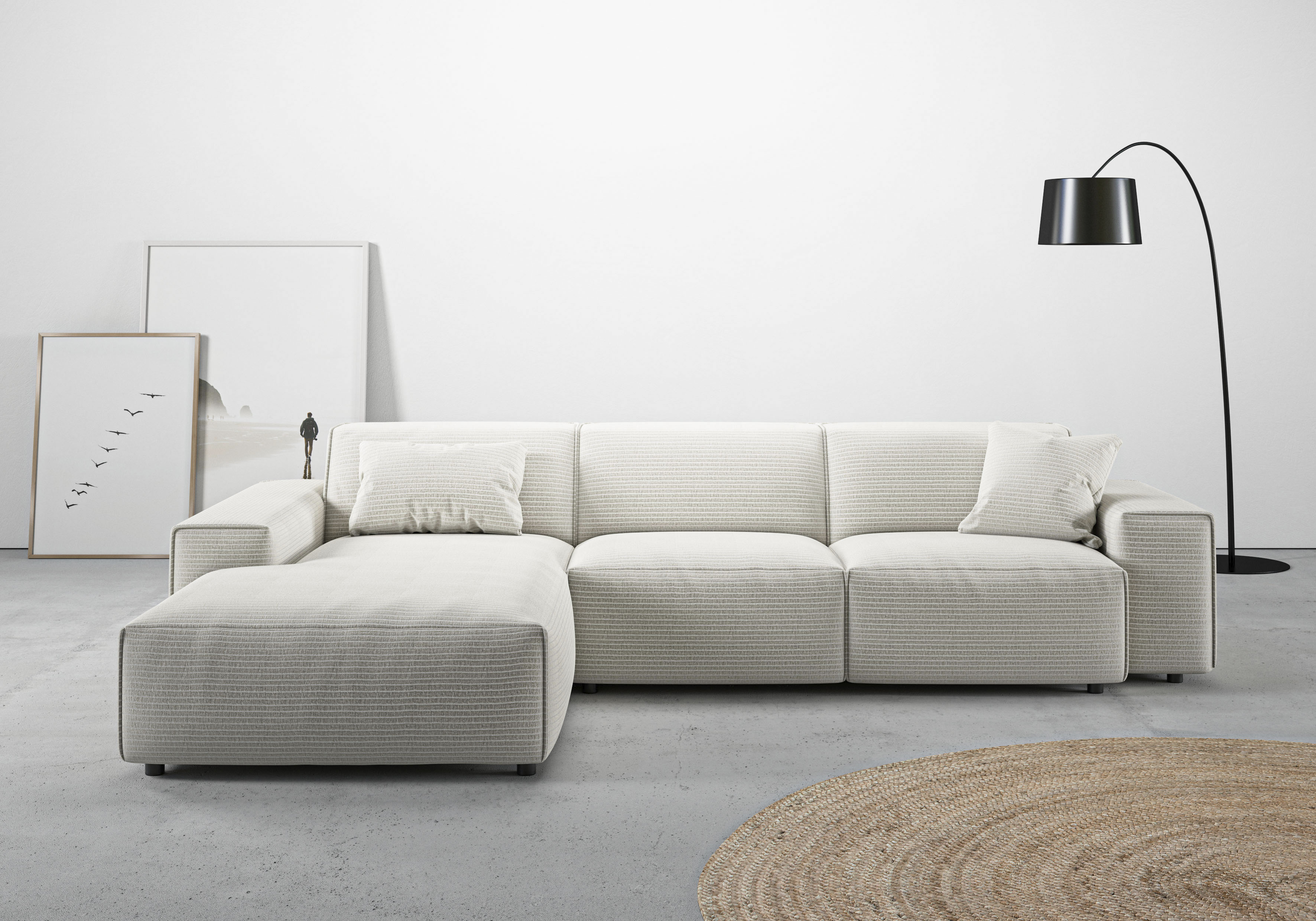 Home affaire Ecksofa "Glimminge auch in Breitcord, Feincord, Bouclé + Easy care-Bezug" L-Form, Breite 294, Zierkissen