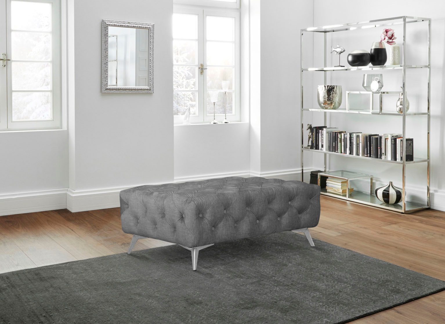 Home affaire Polsterhocker "Glynis" aufwändige Knopfheftung, moderne Cheste günstig online kaufen