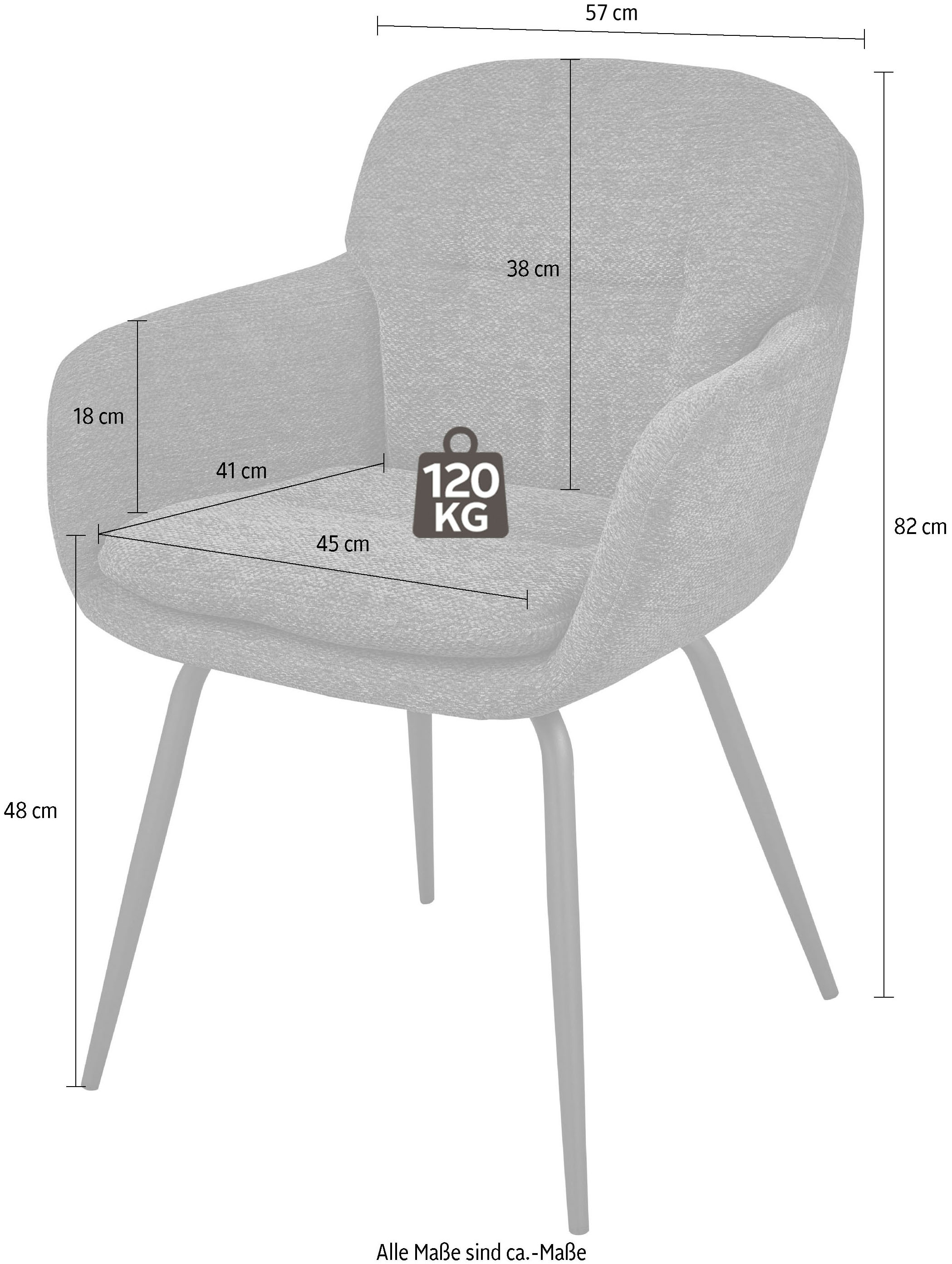 WOOOD Esszimmerstuhl »Runa Chenille-Bezug mit Metallgestell, H 82 x B 57 x T 59 cm« (Set) 2 Stk.(Set, 2 St)Tragkraft 120 kg, pfleigleicht Geringe Verschleißfestigkeit
