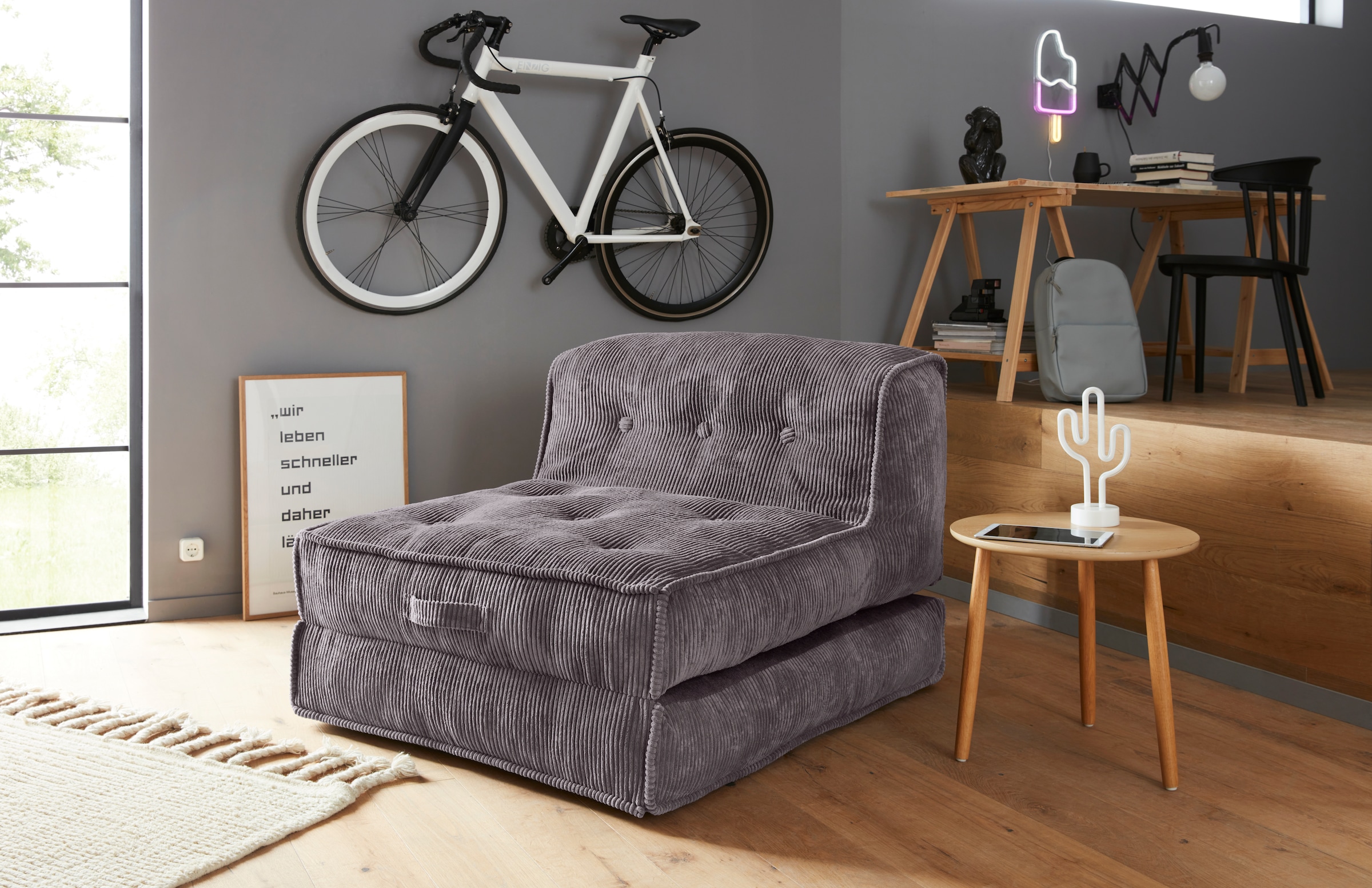 INOSIGN Sessel »Missy«, Loungesessel aus Cord, in 2 Größen, mit  Schlaffunktion, Pouf-Funktion. kaufen | BAUR | XXL Sessel