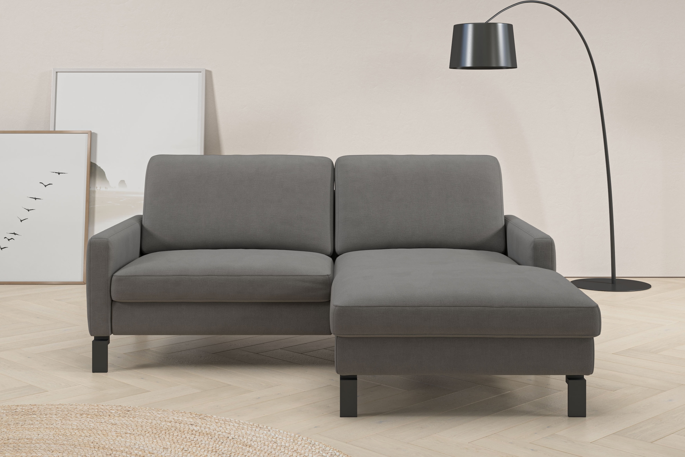 Ecksofa HOME AFFAIRE "Lecce, L-Form, Federkernpolsterung, Breite 194 cm", anthrazit, B:194cm H:86cm T:164cm, 100% Polyester, Sofas, Ecksofa, inkl. saugroboterfreundliche Höhe & schmale Armlehnen 4