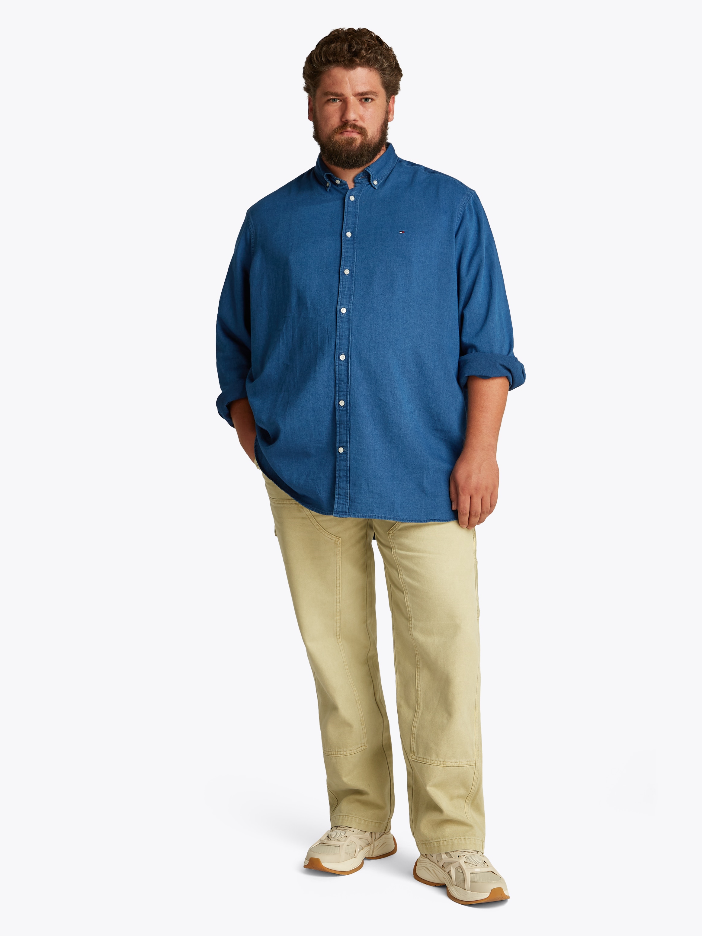 Tommy Hilfiger Big & Tall Jeanshemd »BT-CHAMBRAY SHIRT-B«, in Großen Größen, Mit Logostickerei