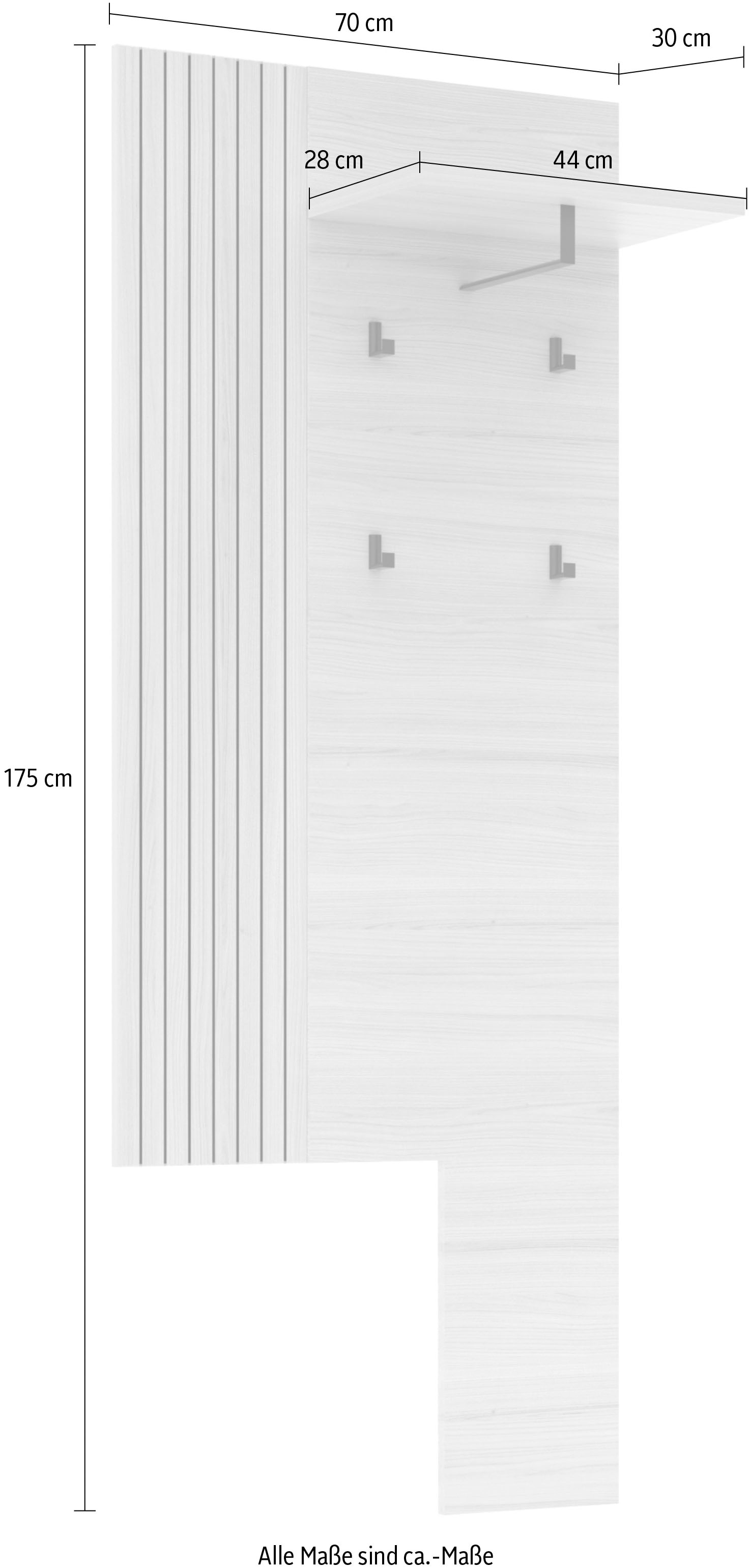 Innostyle Garderobenpaneel »Pisa Garderobenpaneel« 1 Stk. tlg. 1Boden, 4 Haken, Ansatzstück montierbar