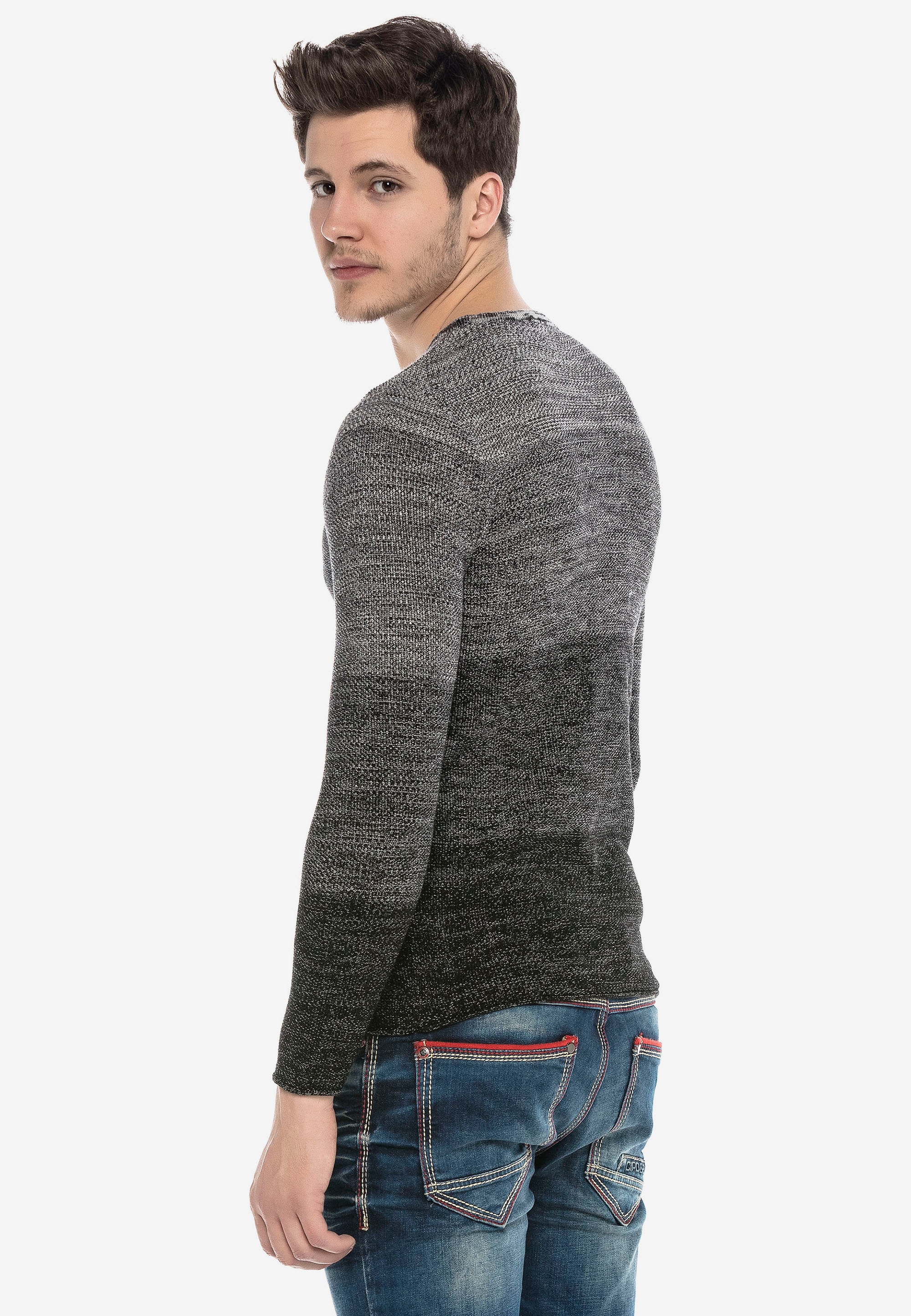 Cipo & Baxx Strickpullover, mit lässigem Rundhalsausschnitt