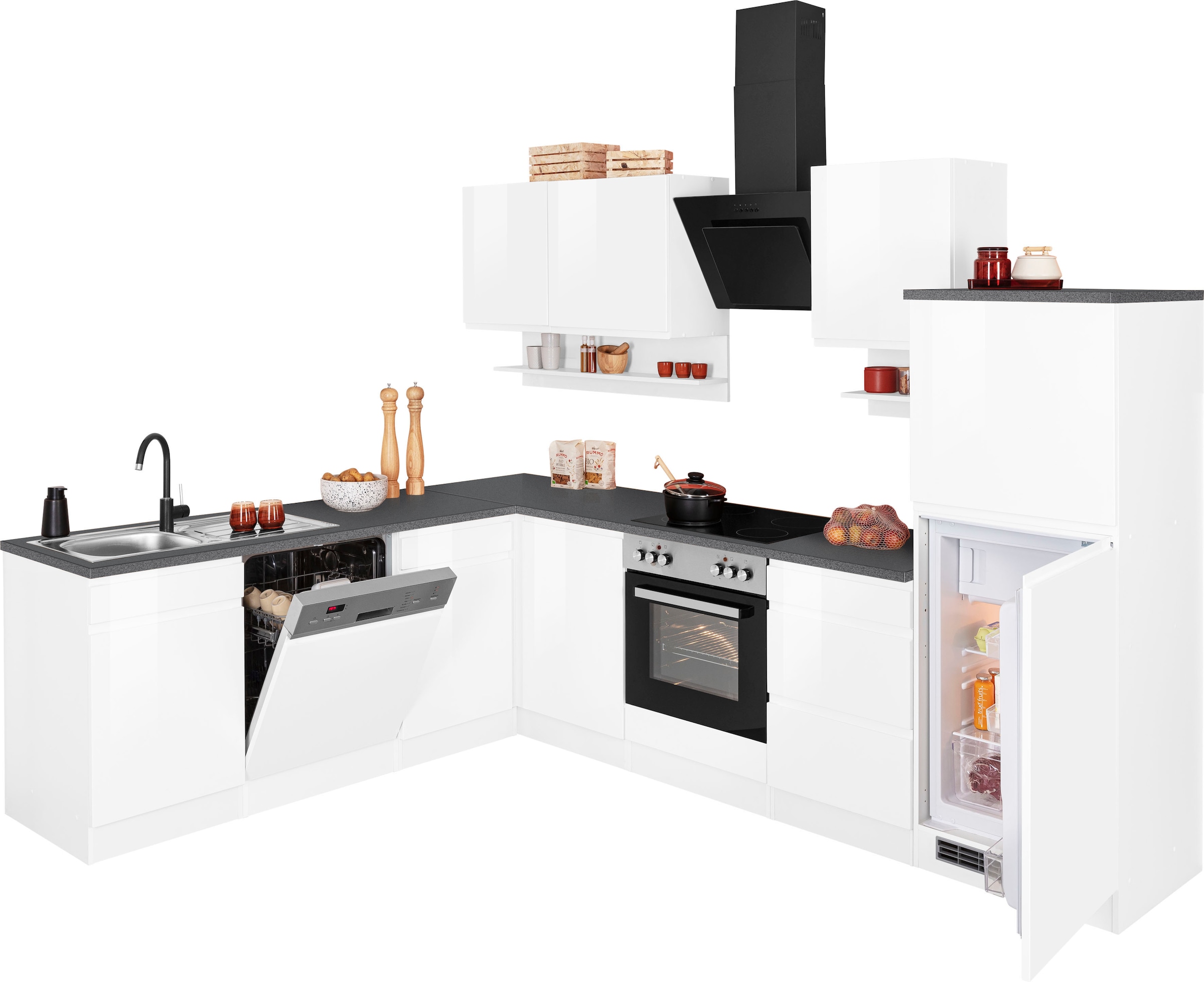 KOCHSTATION Winkelküche »KS-Virginia« Stellbreite 220/280 cm, wahlweise mit E-Geräten