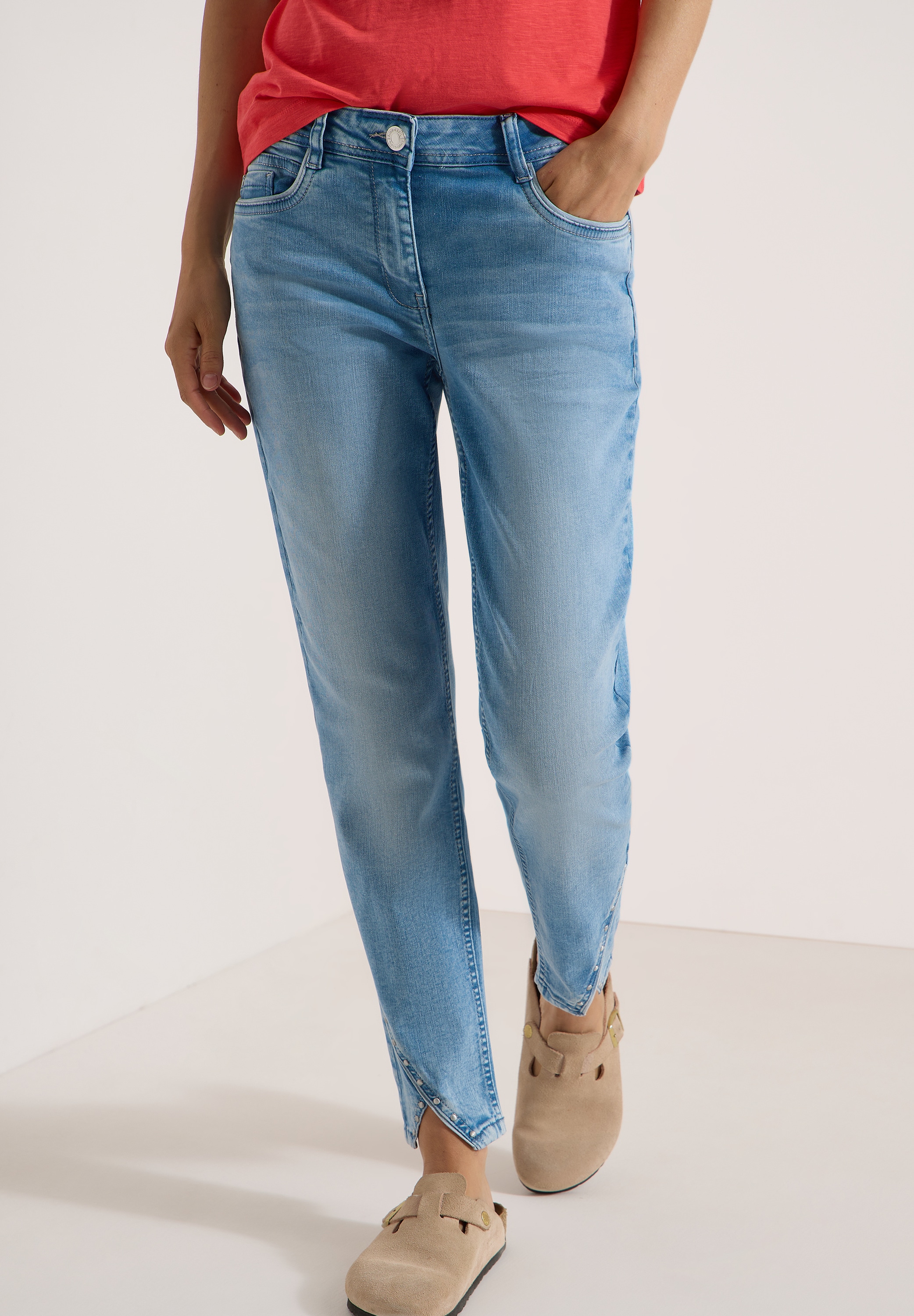 Cecil Straight-Jeans "Style Scarlett" mit Nietendetails / 5-Pocket-Style / Stretch