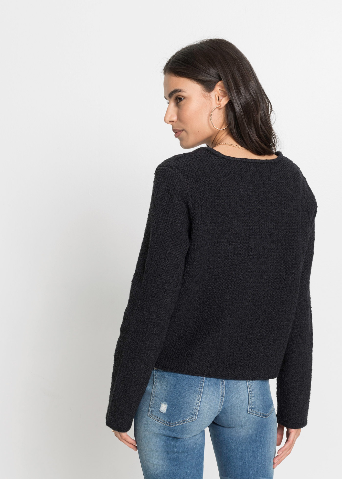 bonprix Strickjacke Loose fit, mit Bouclégarn, femininer Stil günstig online kaufen