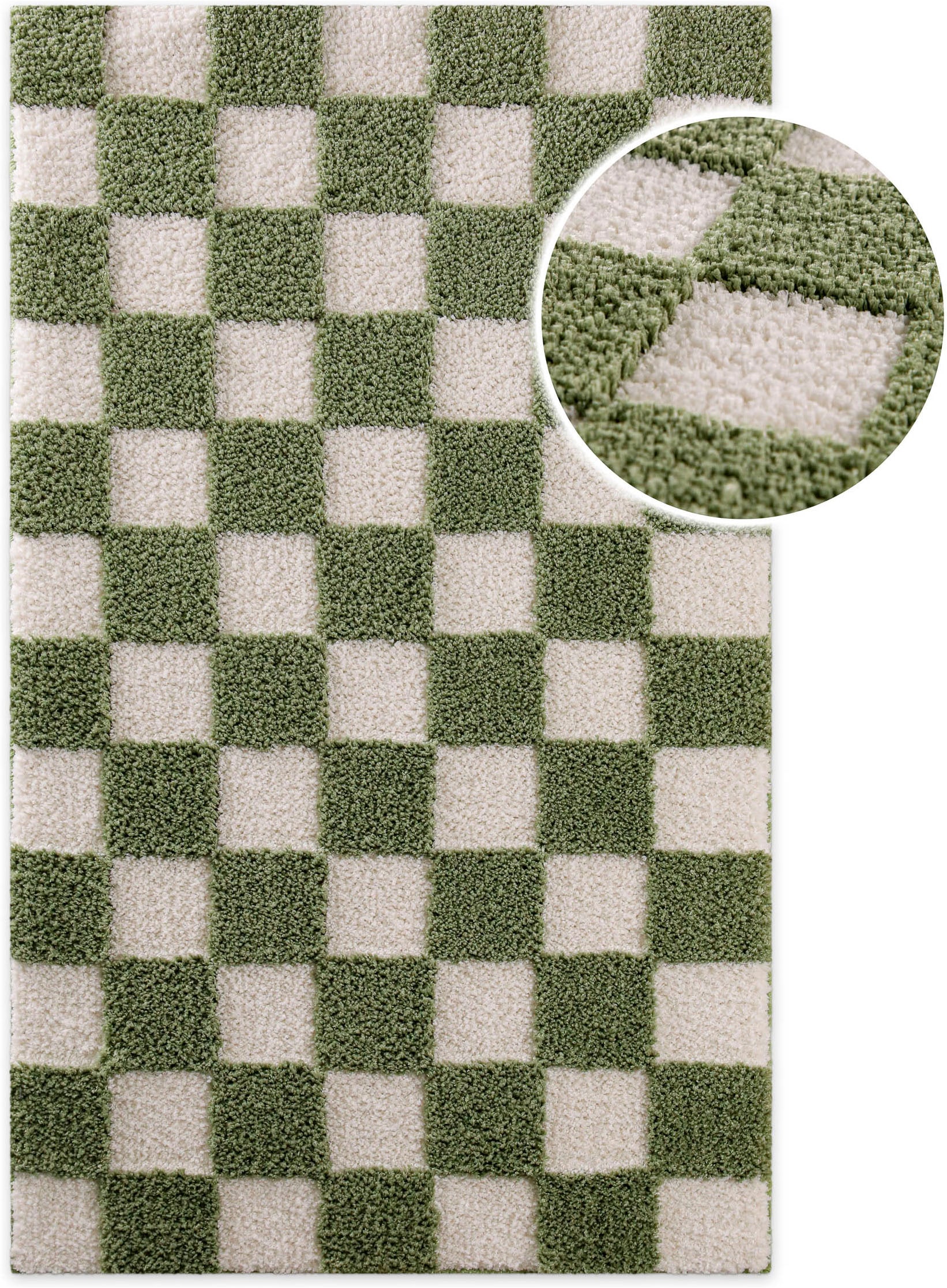 Wecon home Badematte "Bobbi" Höhe 25 mm rutschhemmend beschichtet schnell trocknend Badteppich, Schachbrett-Design, weich, rutschhemmend, waschbar
