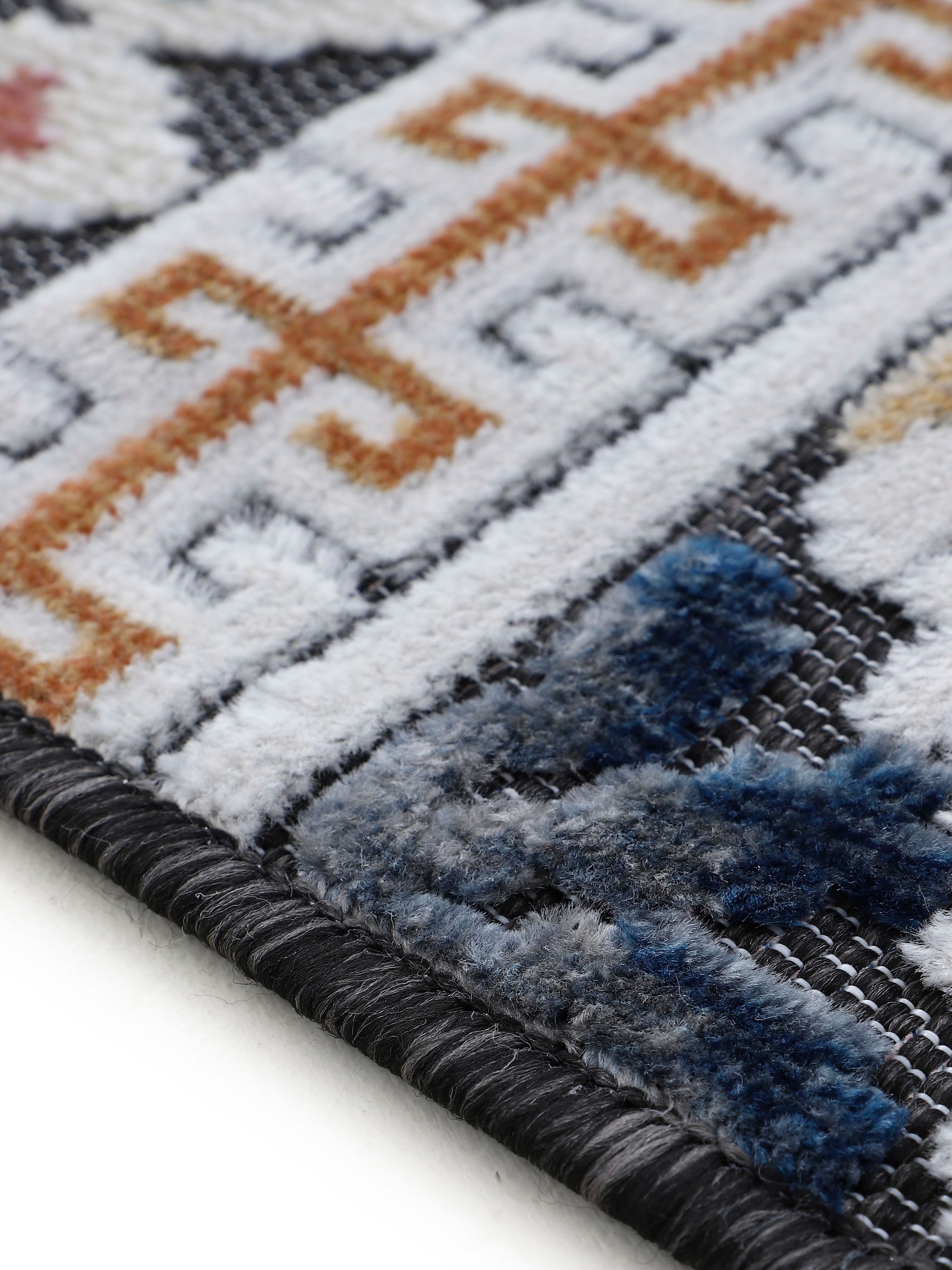 carpetfine Teppich »Deja 103«, rechteckig, 4 mm Höhe, robustes Flachgewebe, Motiv- Floral Palmenblätter, Hoch-Tief Effekt