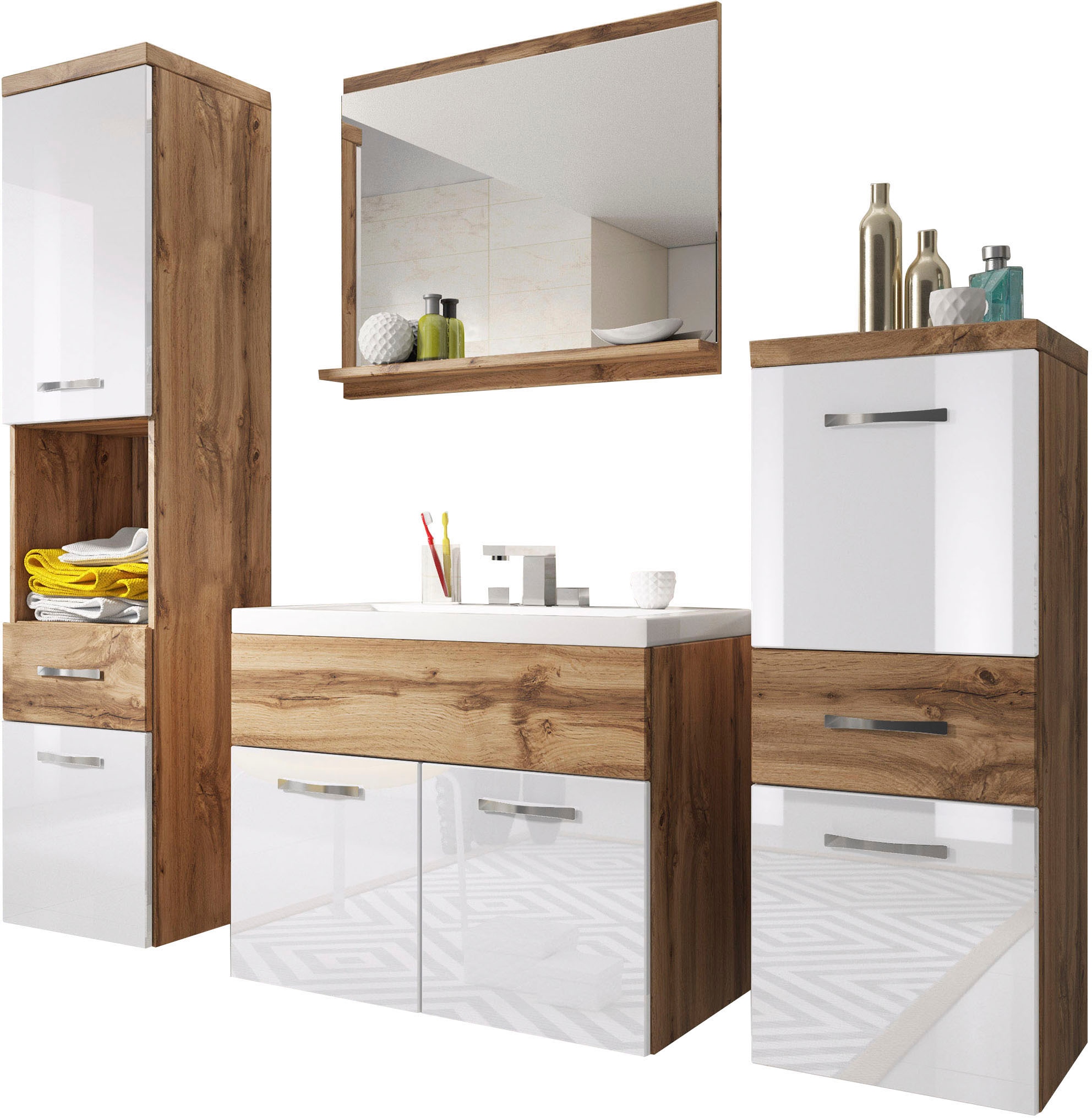 welltime Badmöbel-Set "ELDA" Komplett-Set, 5 Stk. tlg. günstig online kaufen