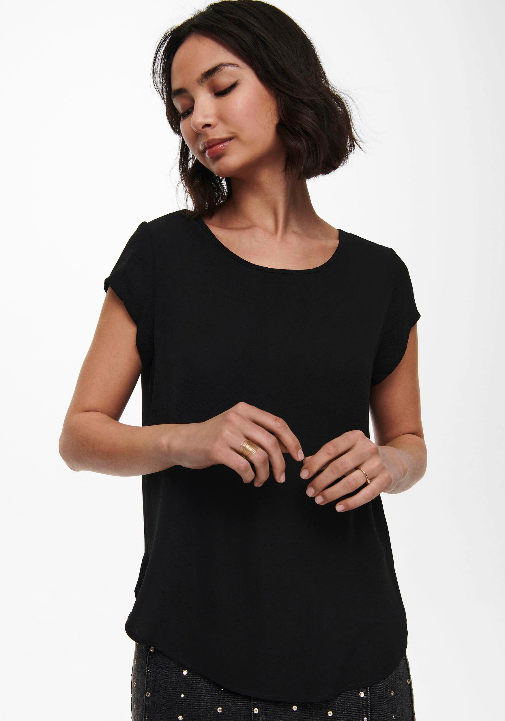 ONLY Kurzarmbluse "ONLVIC – feminines Blusenshirt in lockerer Form", regula günstig online kaufen