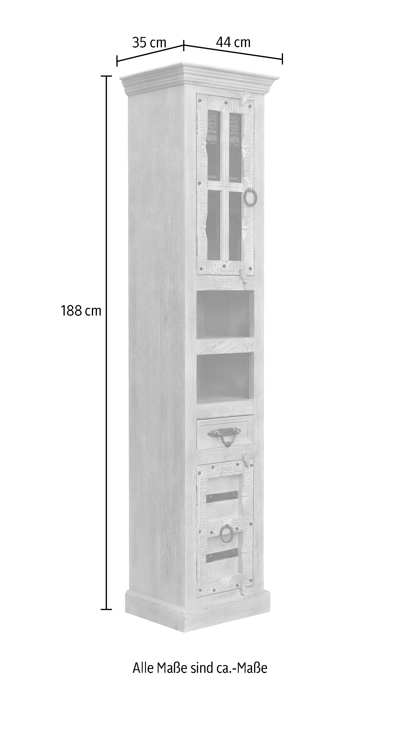 SIT Badmöbel-Set, (Set, Bäder-Set), Front mit aufwändigen Schnitzereien, Ringgriffe & Beschläge aus Metall