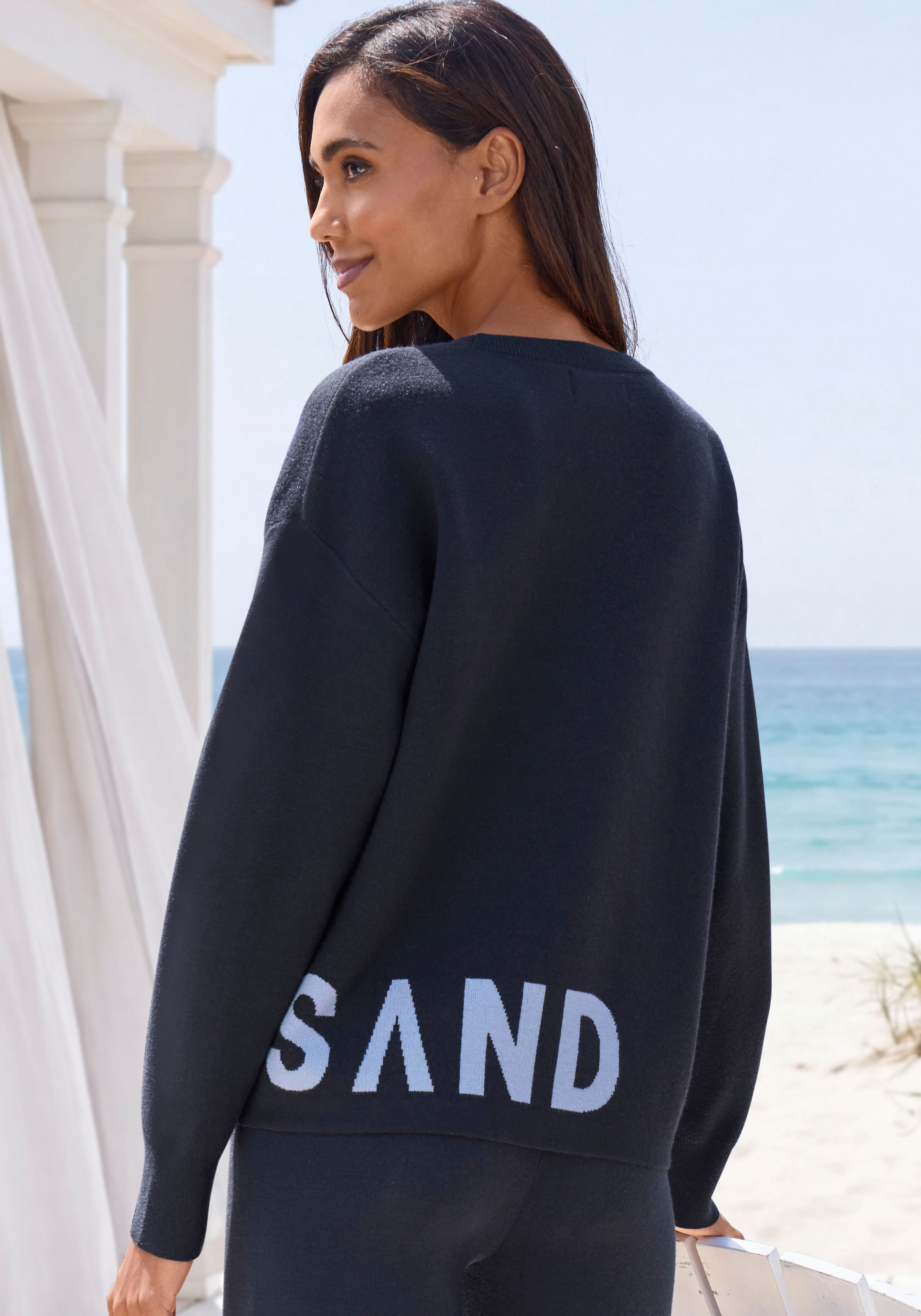 Elbsand Strickpullover aus hochwertigem Strick mit eingestricktem Logo, Loungewear