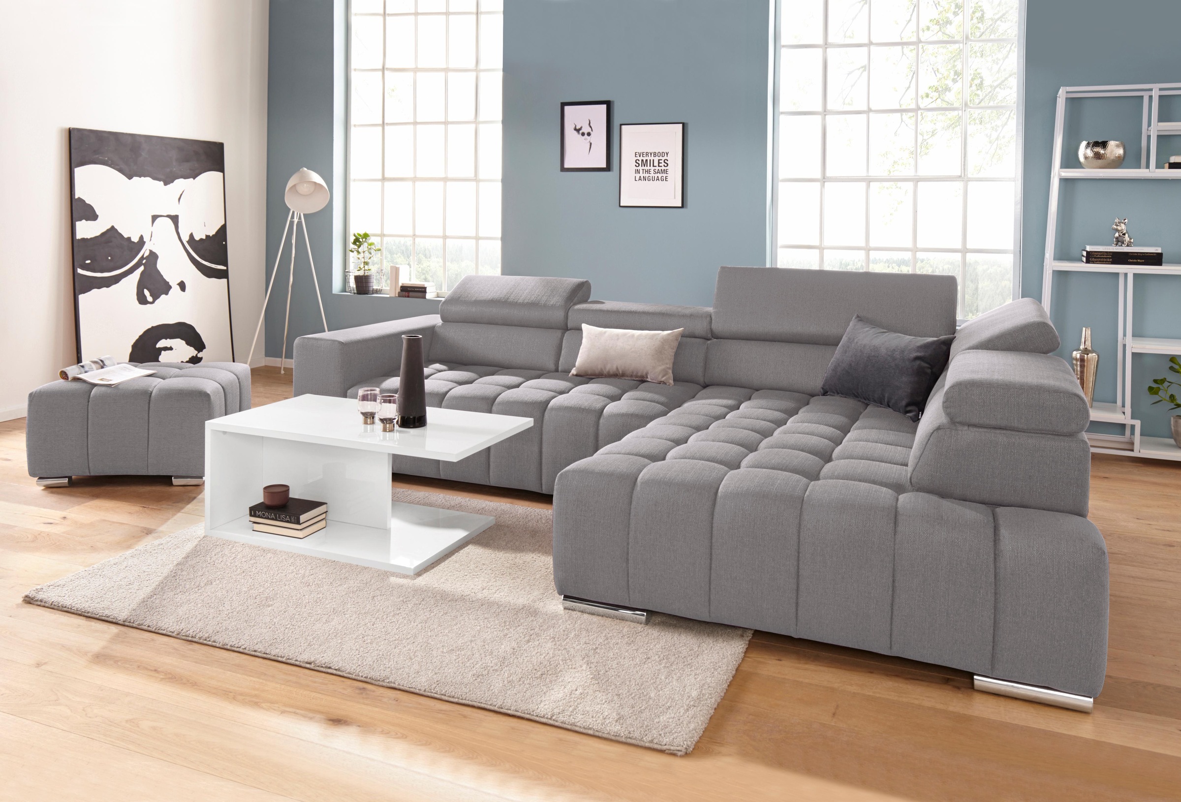 exxpo - sofa fashion Ecksofa Elias, L-Form, mit Kopf- bzw. Rückenverstellung, wahlweise mit Bettfunktion