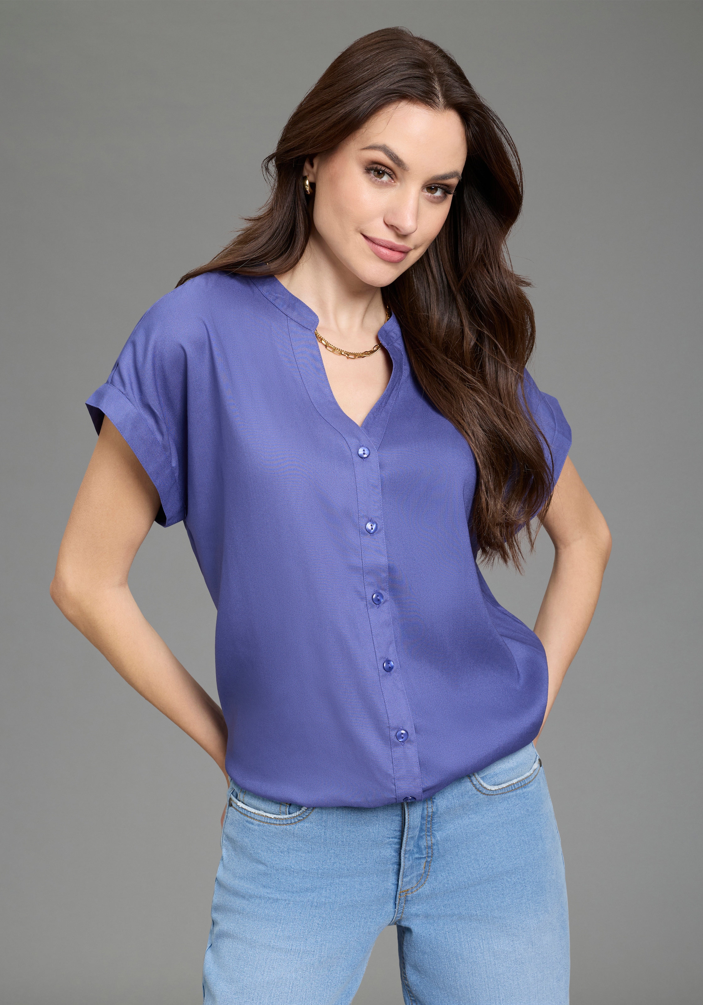 Boysens Hemdbluse im Oversized-Style mit Ballonsaum günstig online kaufen