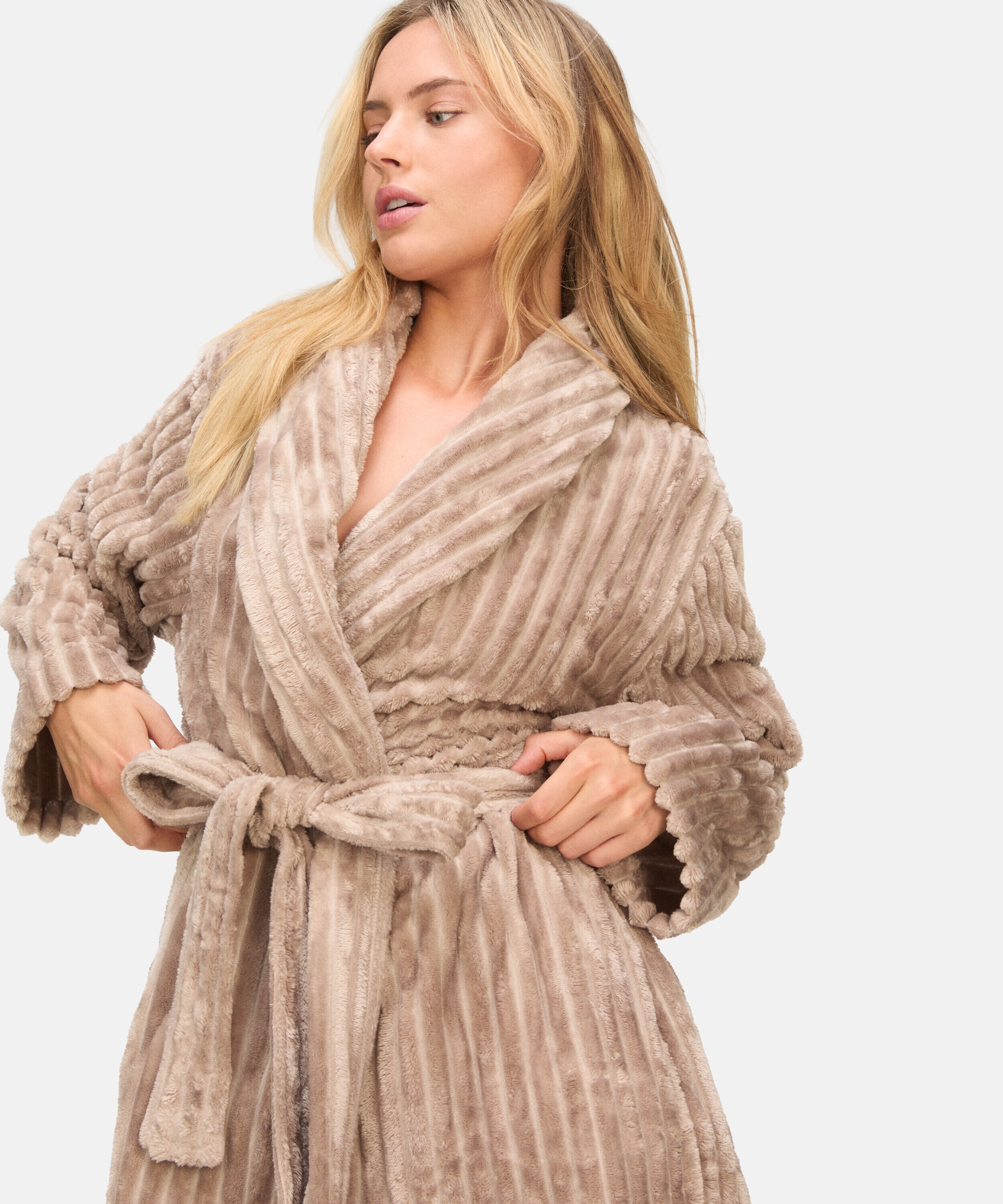 Hunkemöller Bademantel »Bathrobe Jacqueared Fleece«