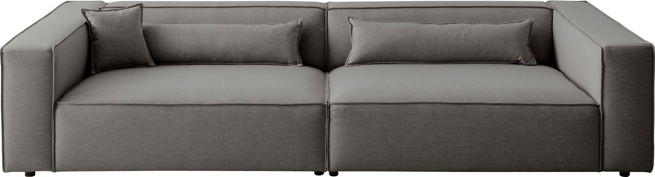 LeGer Home by Lena Gercke 3-Sitzer »PIARA, XXL Sofa mit Kedernaht, Big-Sofa in Cord oder Leinenoptik«, schwarze Füße, bequemer Sitzkomfort, extra tiefe Sitzfläche