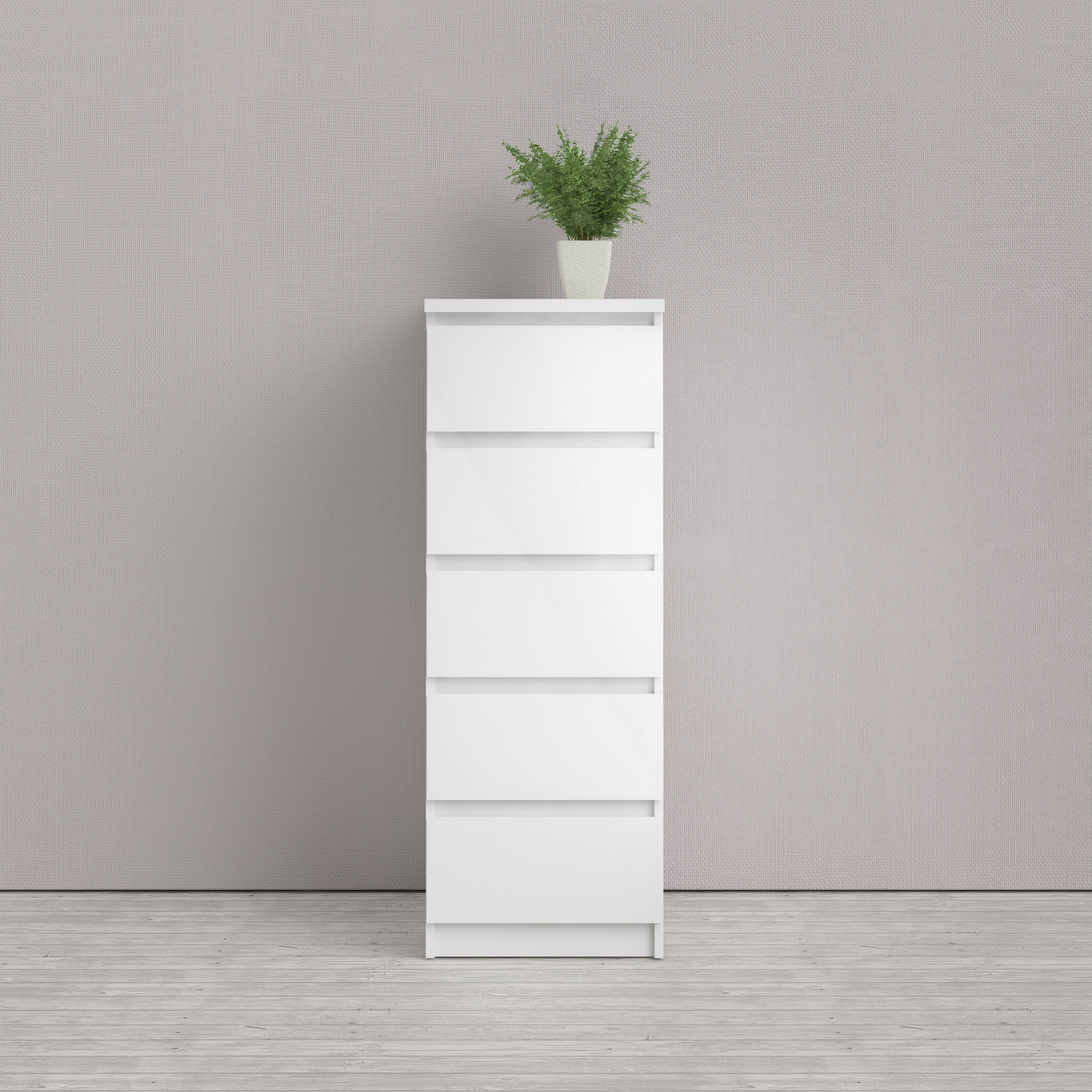 Home affaire Highboard "Naia, Hochkommode, 5 Schubladen, Aufbewahrung, grifflose Front" Modern, skandinavisches Design, Schmal, in mehrere Farben