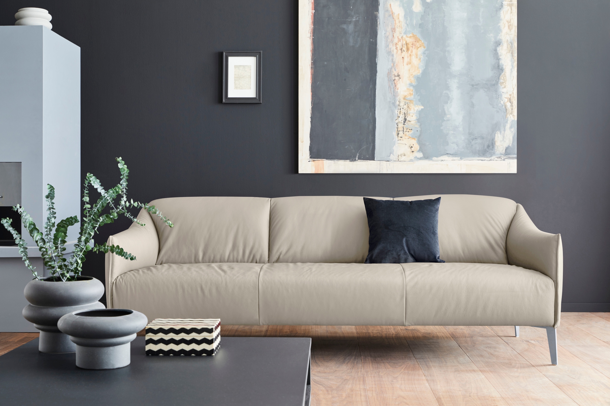 W.SCHILLIG 3-Sitzer "sally Designsofa, Loungesofa, bequem, schmale Armlehnen, Breite 224cm" mit Metall-Winkelfüßen in Silber matt, Breite 224 cm