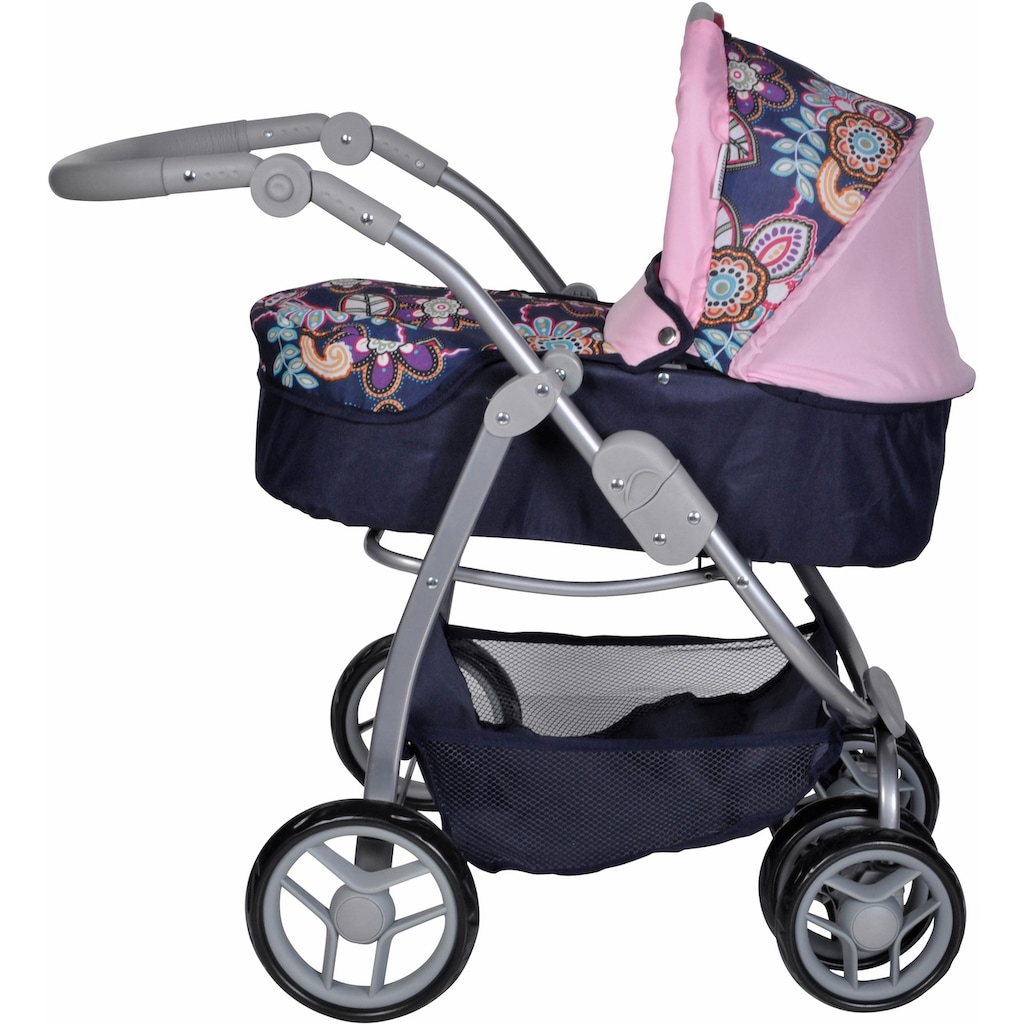 Knorrtoys® Kombi-Puppenwagen »Coco - Blau/Rosa/Blumen«, 2-in-1