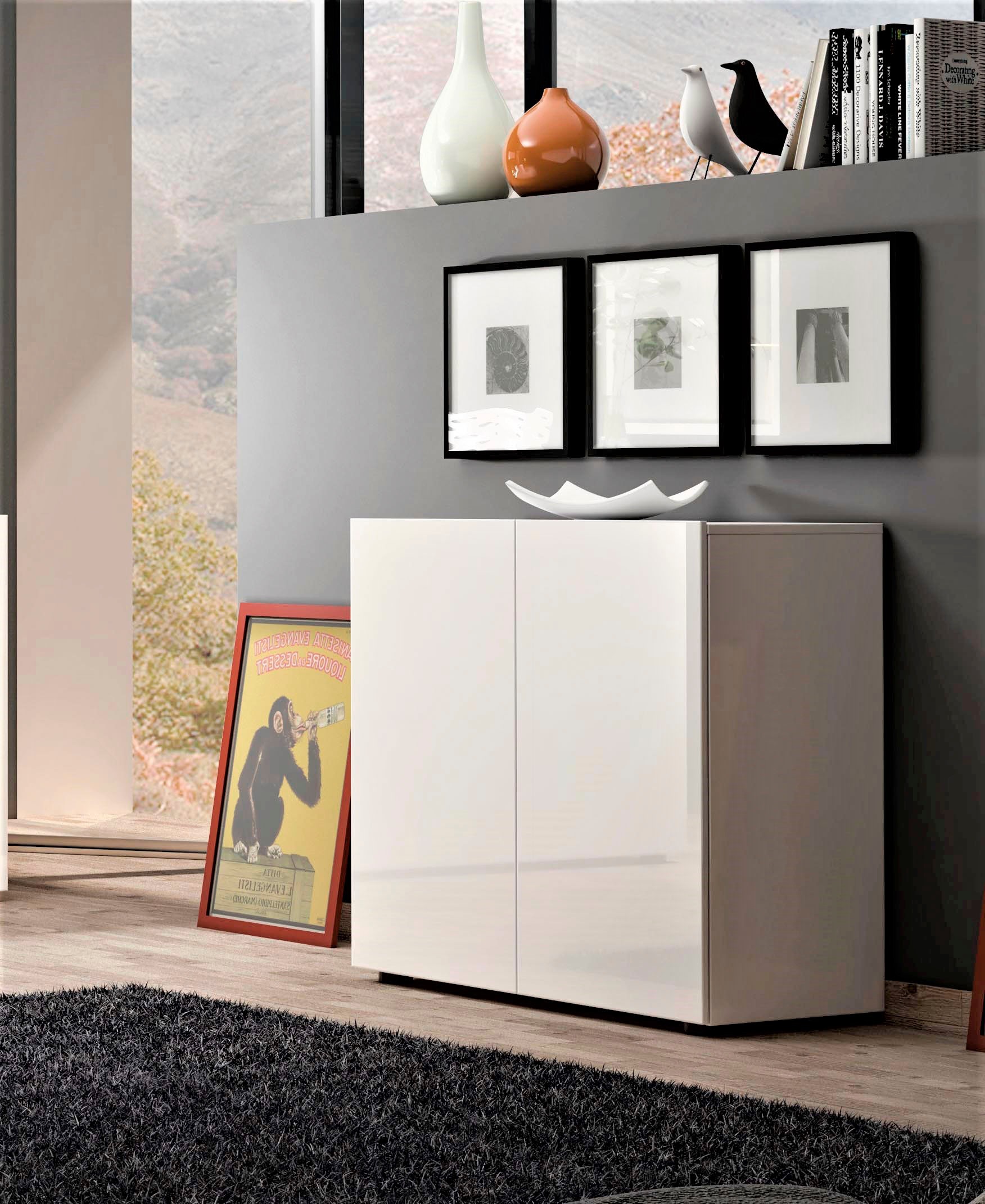 Home affaire Sideboard "MISTER, Kommode, Lowboard, Breite 90 cm, Made in Italy" Korpus und Fronten komplett Hochglanz lackiert