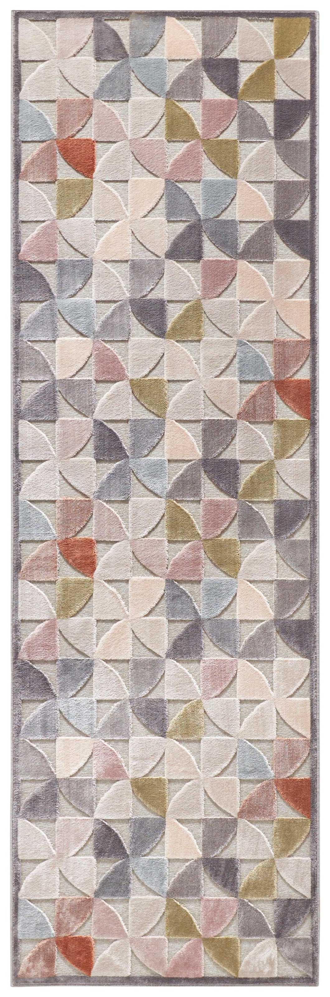 ELLE DECORATION Läufer »Ailette«, rechteckig, 8 mm Höhe, Kurzflor, Velour, Geometrisches Muster, Hoch-Tief Struktur