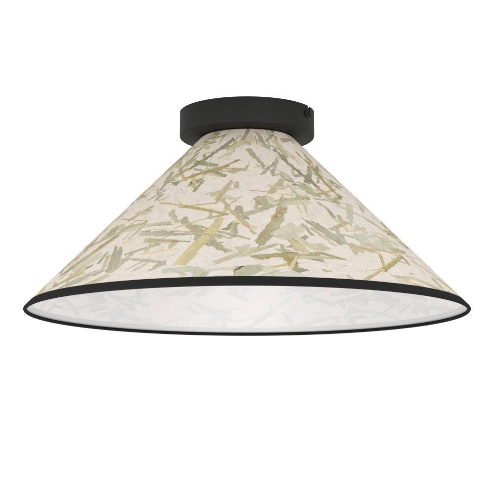 EGLO Deckenleuchte »OXPARK«, 1 flammig, Leuchtmittel E27 | ohne Leuchtmittel, Deckenleuchte, Japandi Design, Wohnzimmerlampe, Textil, Bambusblätter