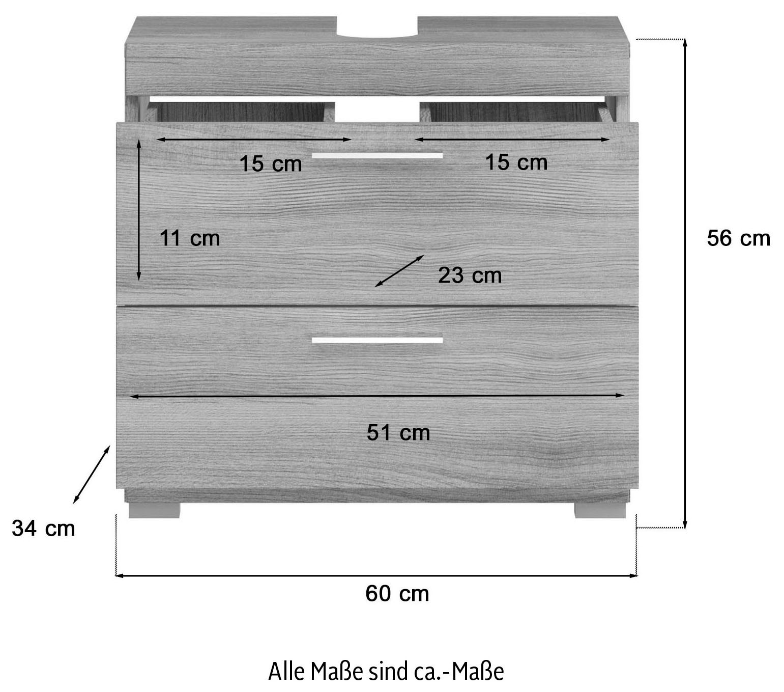 60cm, Waschbeckenunterschrank kaufen | BAUR Badmöbel welltime Breite »Amsterdam«,