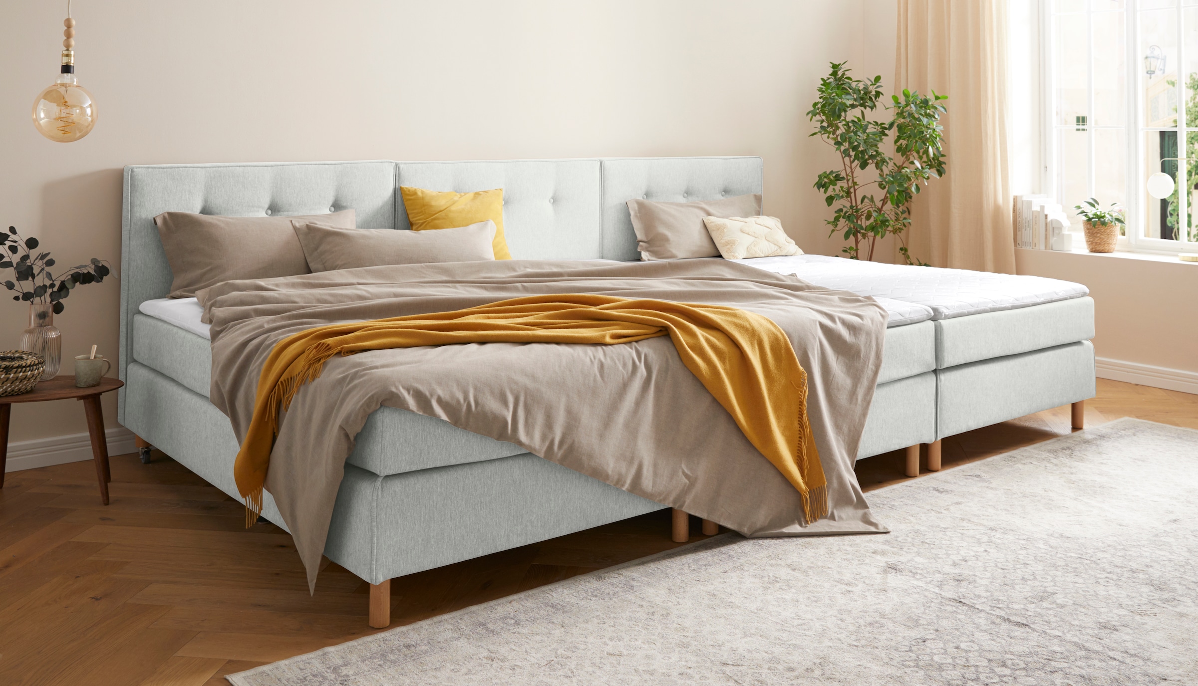 Home affaire Boxspringbett »Heimatblick 100x200cm beliebig erweiterbar zu Doppel- und Familienbett«, Einzelbett, Hotelbett erhältlich in H2,H3 & H4